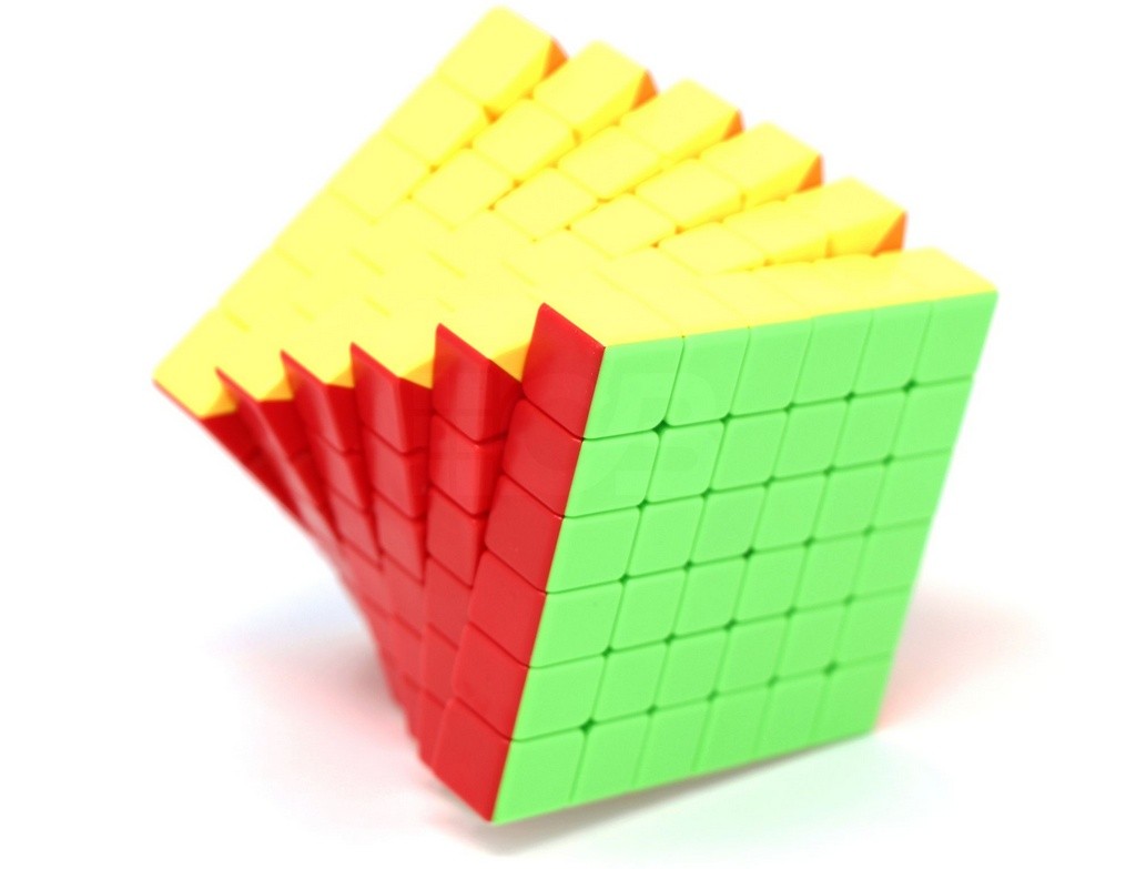 Cubo Mágico 6x6 MoYu Meilong V2 stickerless — vista frontal mostrando as seis faces coloridas