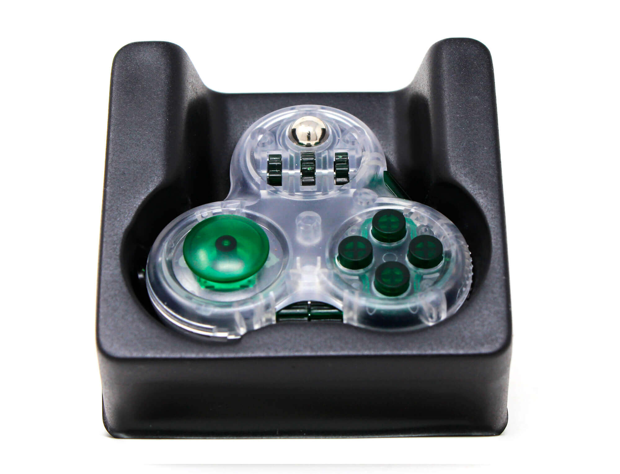 Detalhe do Cubo O2 Spinner QiYi verde com acabamento em plástico colorido