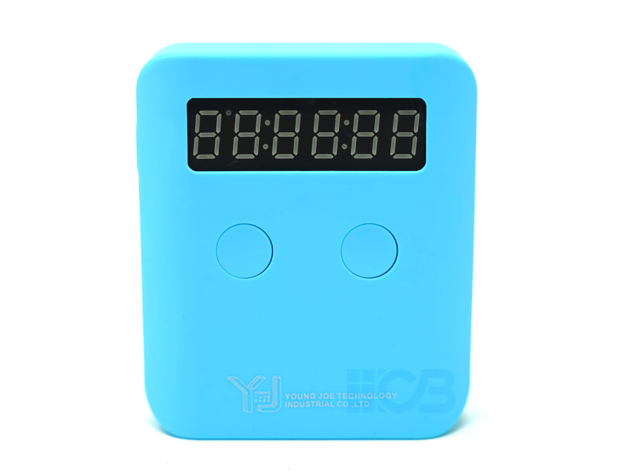 Detalhe do Cronômetro Timer Pocket YJ com as mãos posicionadas nos sensores, simulando o início de uma cronometragem