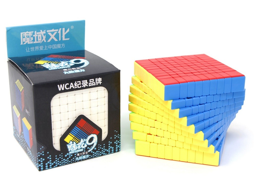 Cubo Mágico 9x9 MoYu Meilong Stickerless — vista frontal com todas as camadas visíveis
