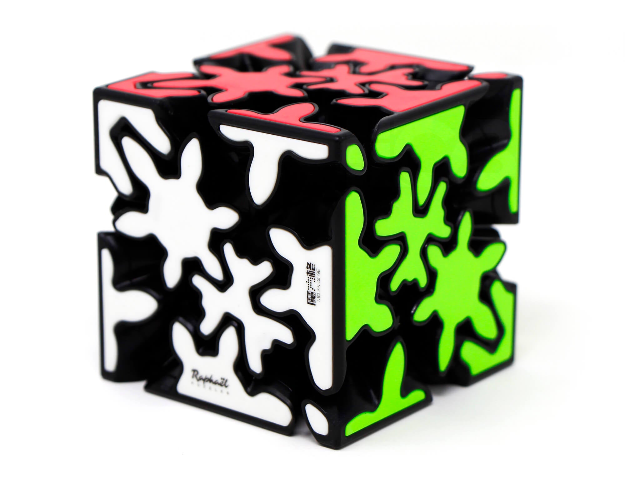 Gear Cube 3x3 QiYi Crazy stickerless com engrenagens visíveis — vista frontal