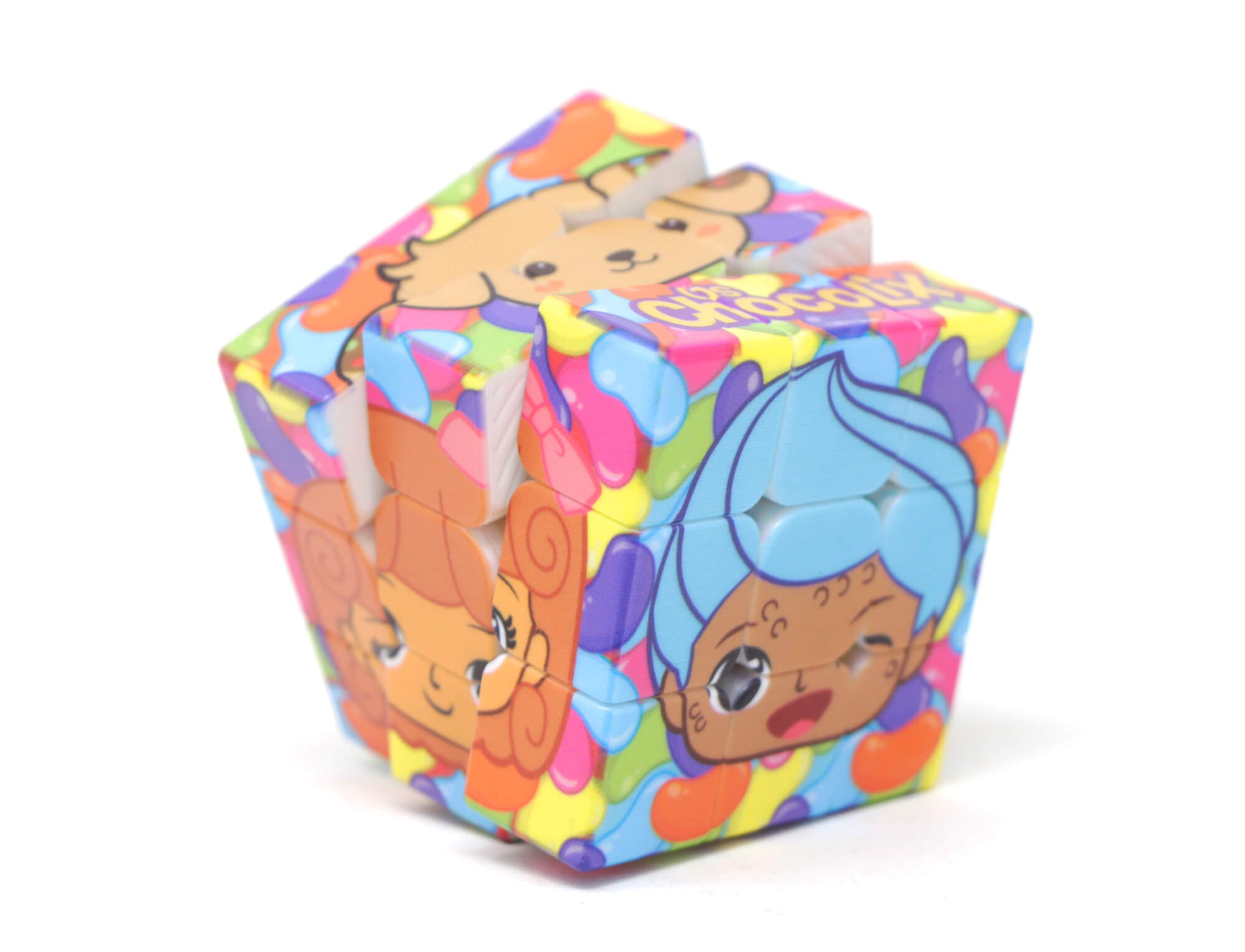 Cubo Mágico Os Chocolix — embalagem individual com identidade visual da série