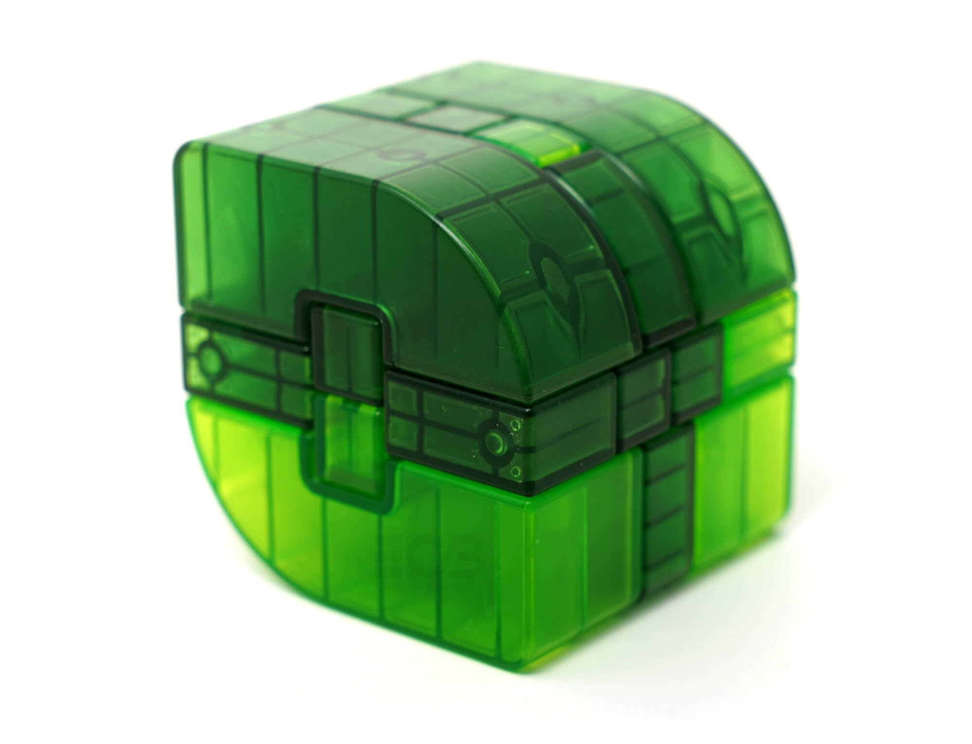 Kong Ming Lock Salix Leaf verde da QiYi — vista frontal do quebra-cabeça mecânico montado