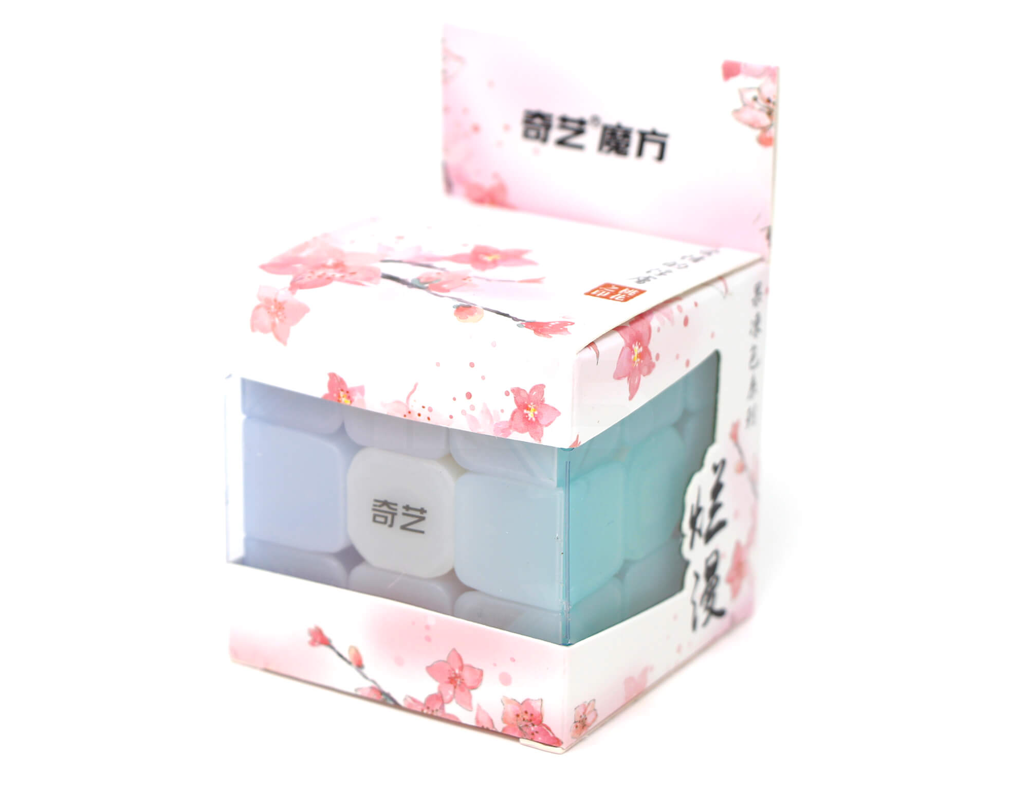 Cubo Mágico QiYi Warrior Jelly em ângulo lateral mostrando o efeito translúcido das peças