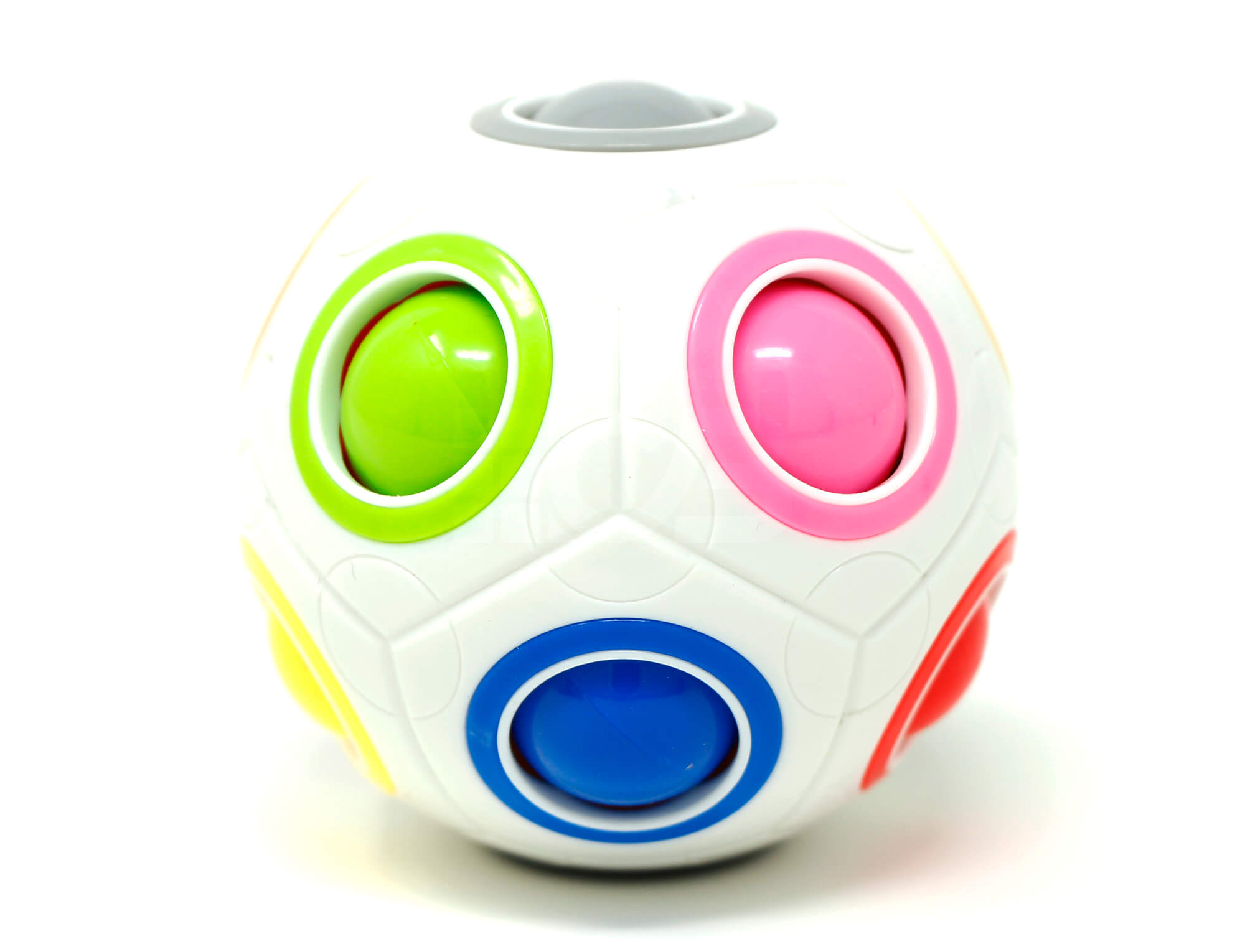 Rainbow Ball SengSo — vista frontal mostrando as 11 esferas coloridas distribuídas na esfera maior