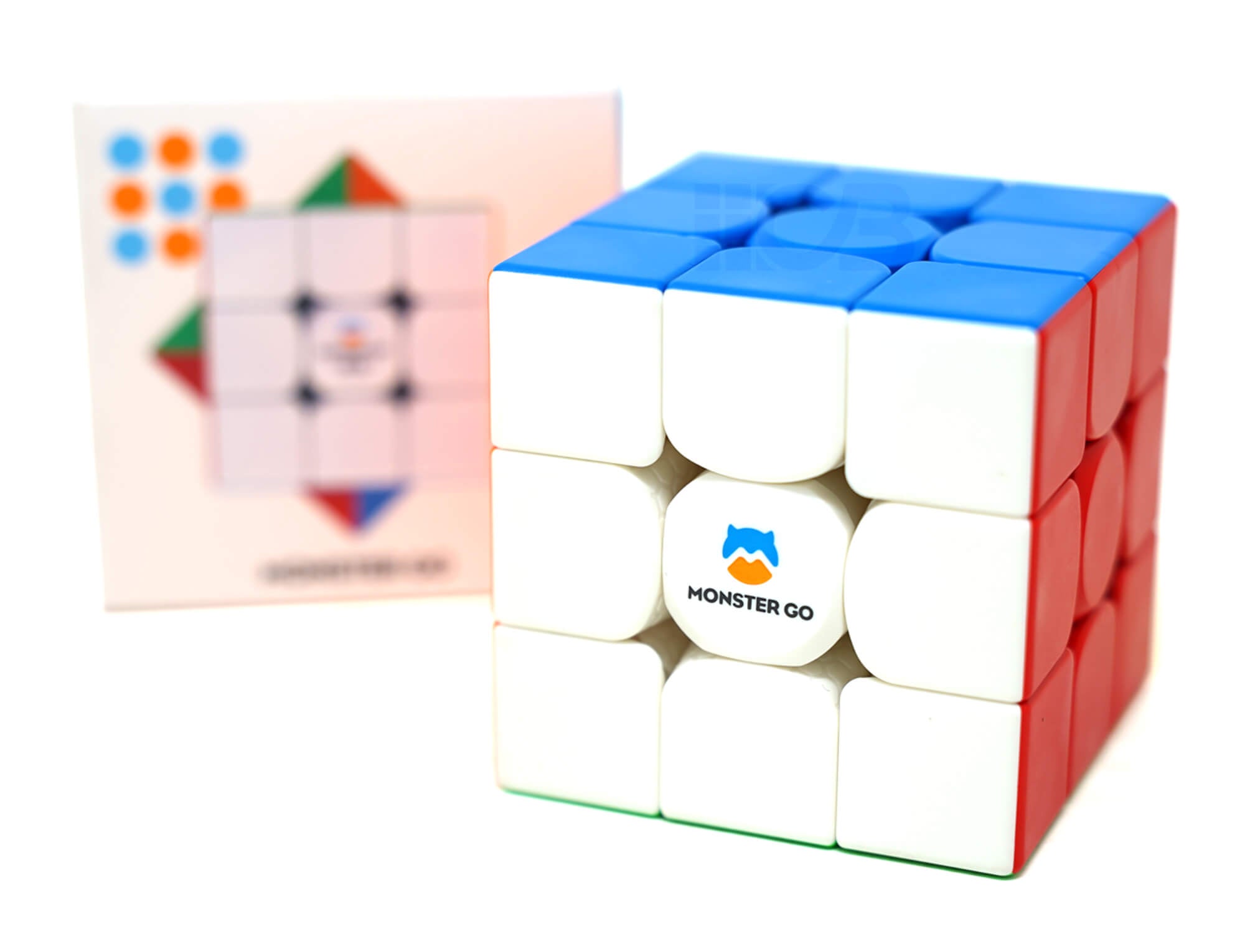 Cubo Mágico 3x3 Monster Go Magnético GAN — vista frontal mostrando as peças coloridas stickerless