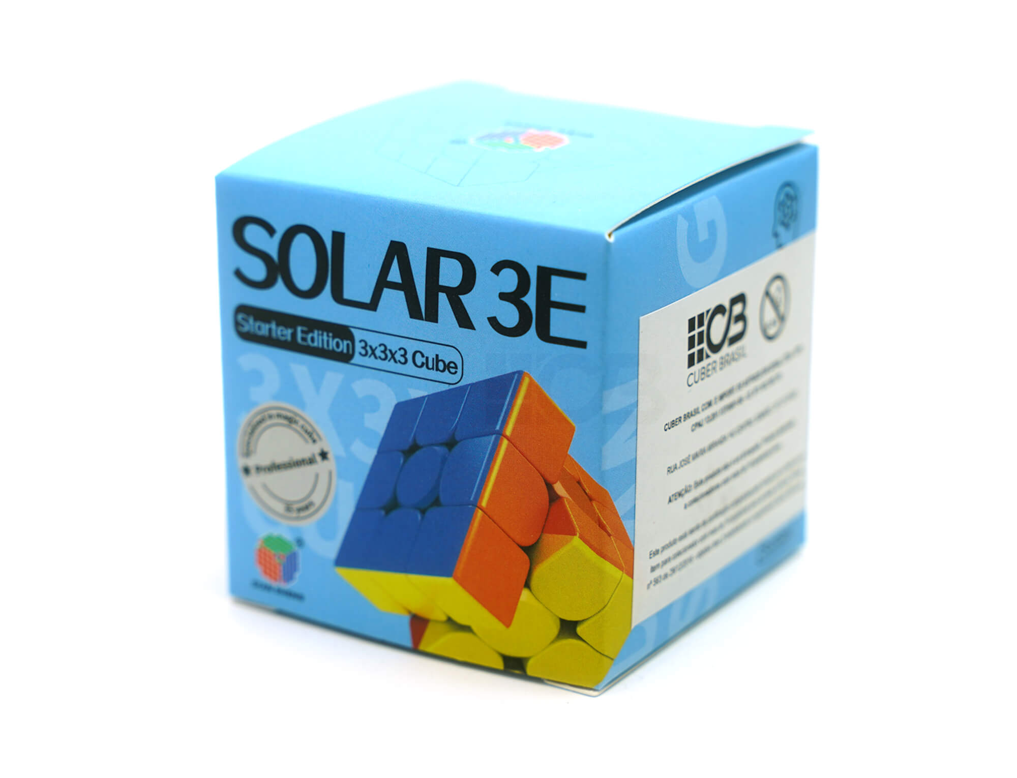Cubo Mágico 3x3 Diansheng Solar 3E stickerless — vista frontal com peças coloridas