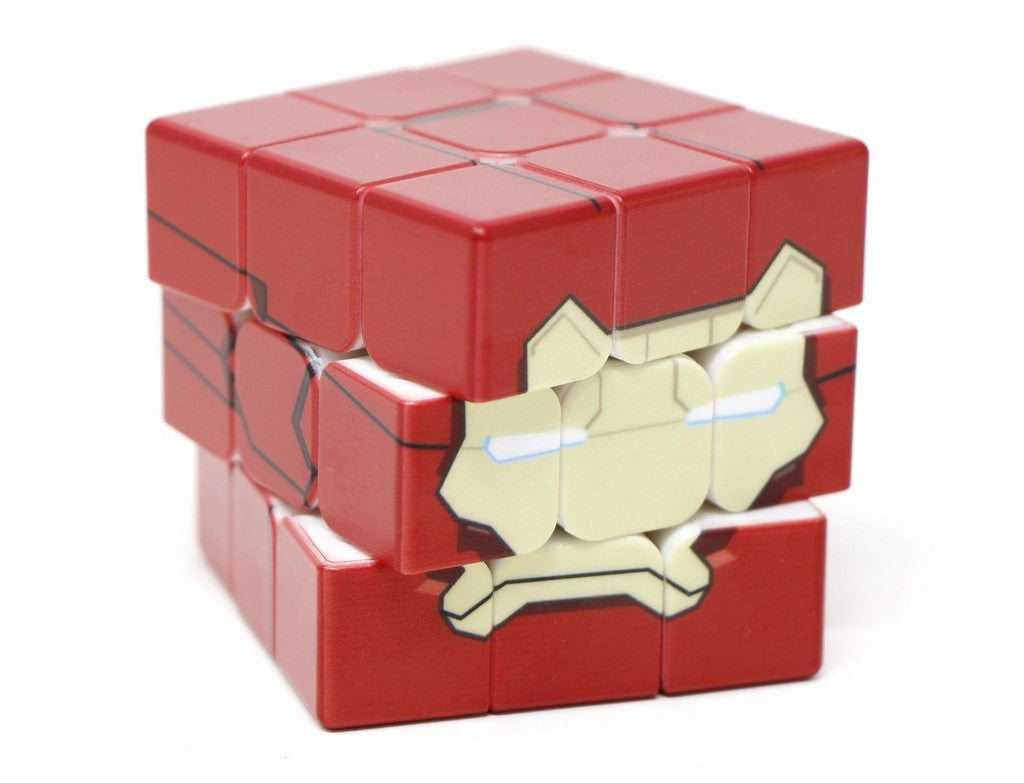 Vista lateral do Cubo Mágico 3x3 Homem de Ferro Vinci Cube mostrando o acabamento da personalização