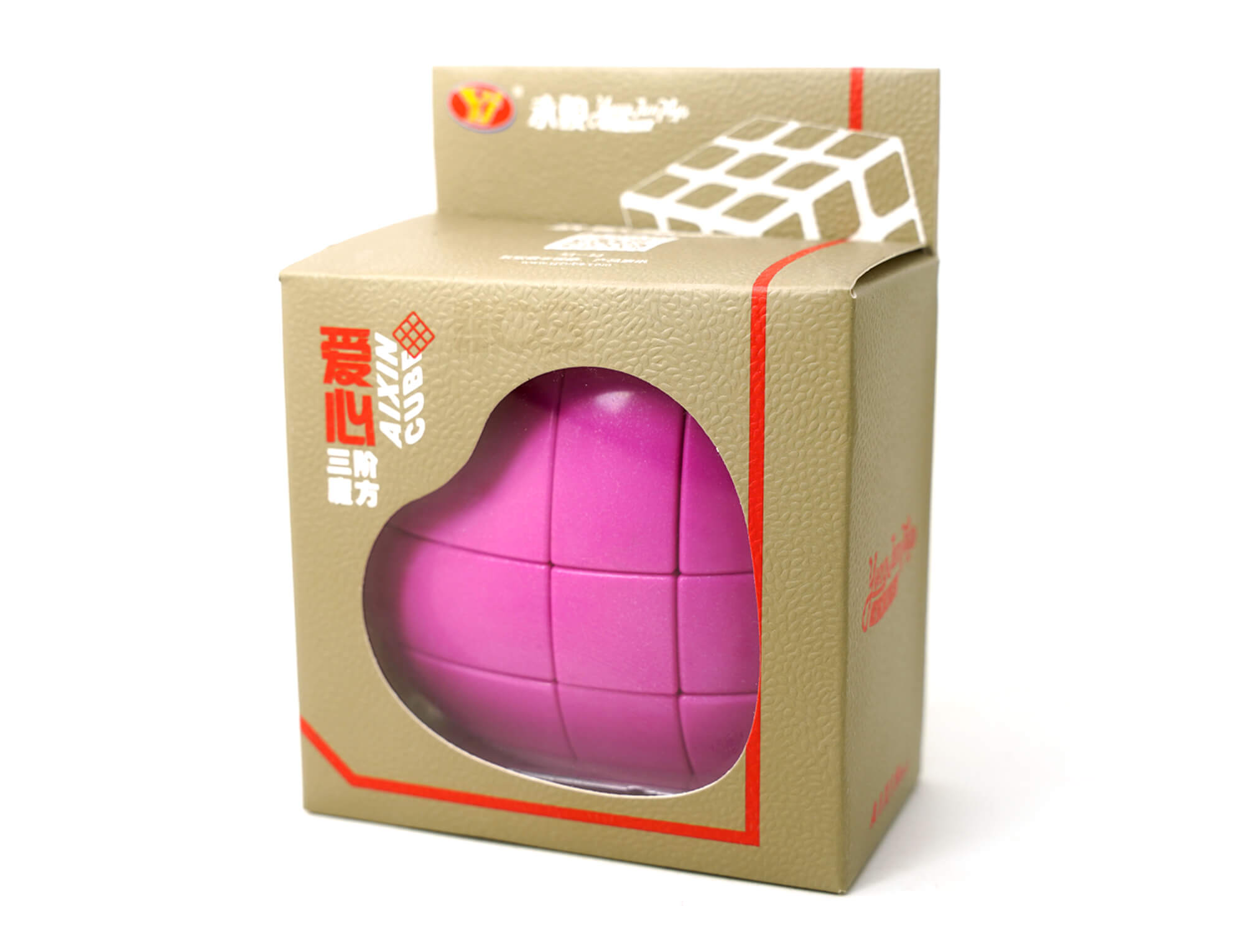 Detalhe das peças do Cubo Mágico Coração 3x3 Rosa YJ com acabamento stickerless