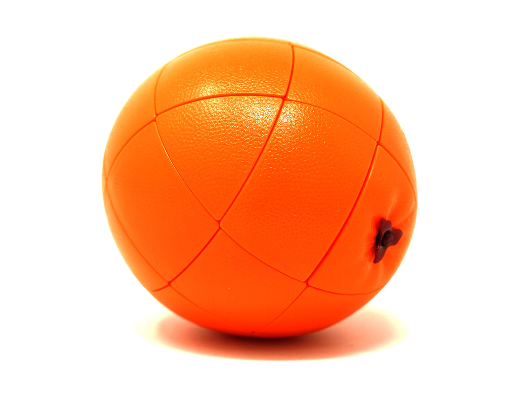 Cubo mágico Laranja 3x3 Fanxin em formato de fruta, visto de frente com o cubo resolvido