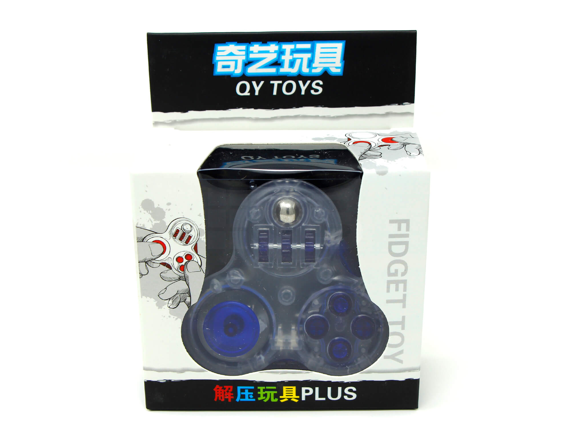 Cubo O2 Spinner QiYi azul em ângulo diferente destacando o mecanismo giratório