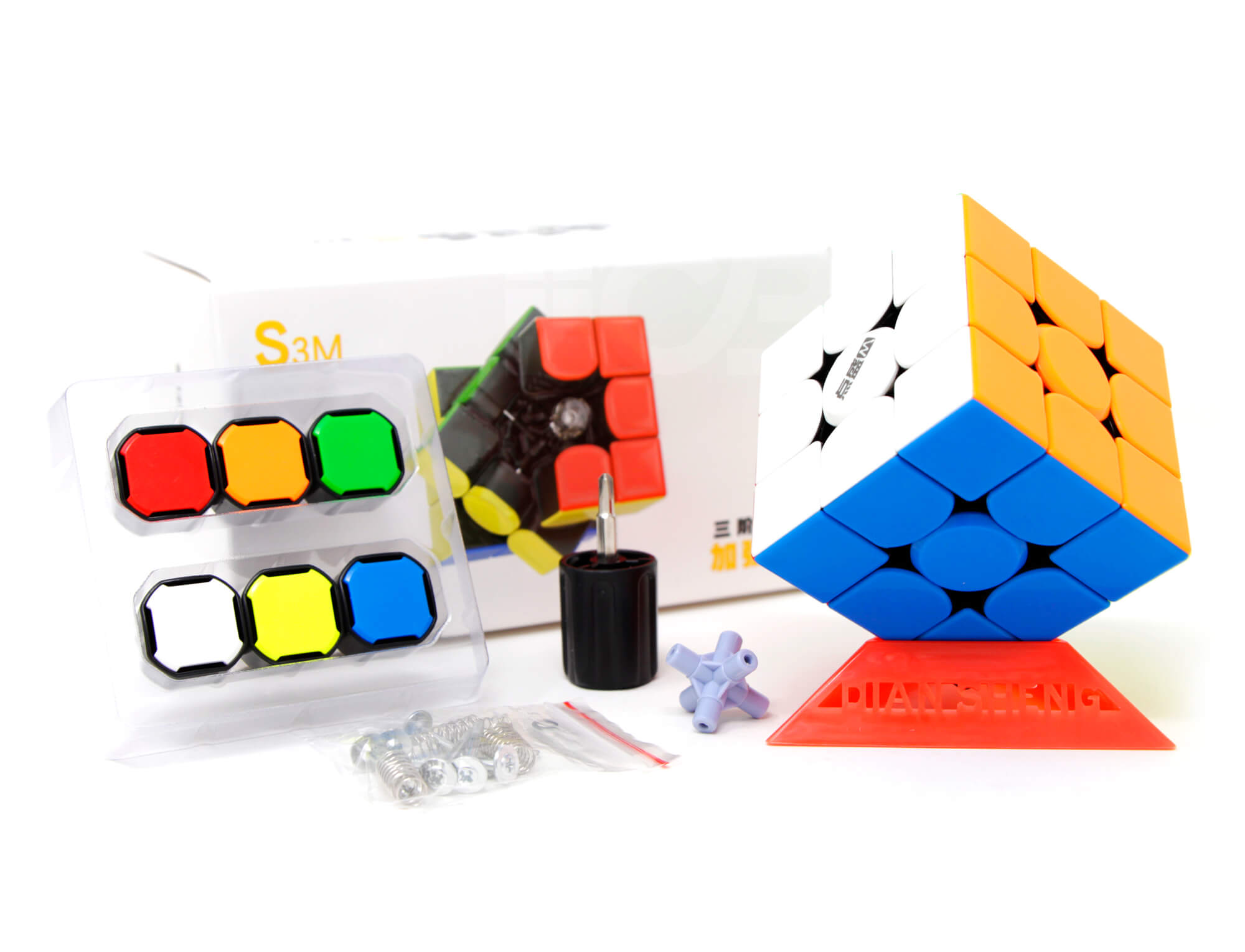Cubo Mágico 3x3 Diansheng Solar S3M Plus — ângulo lateral mostrando as camadas coloridas