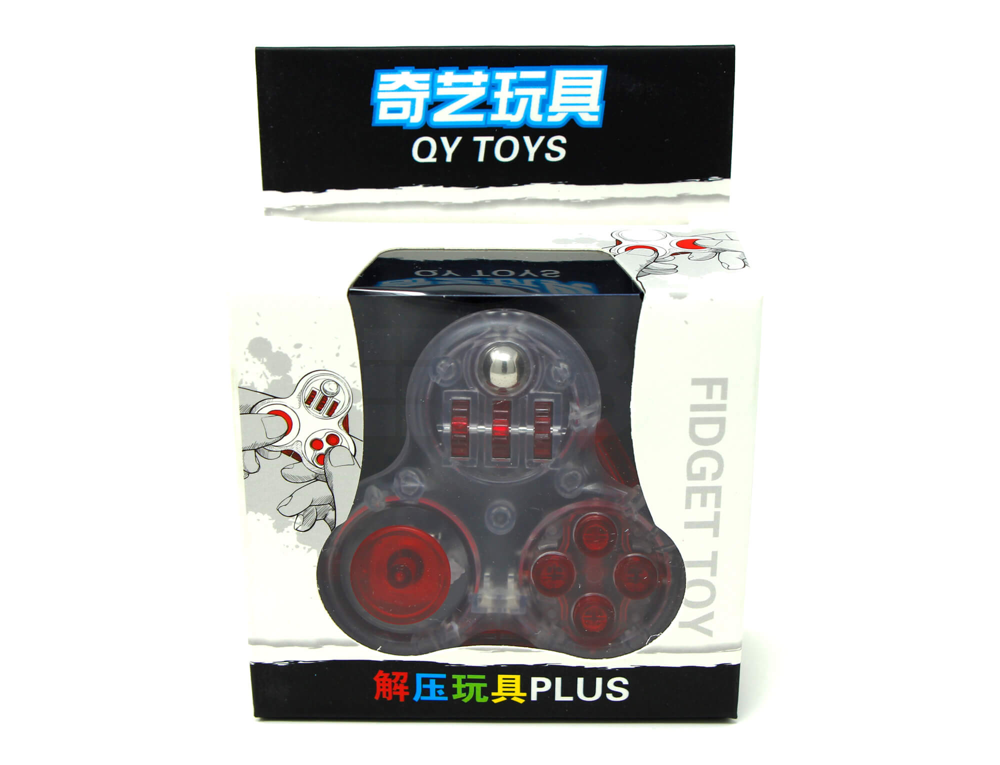 Cubo O2 Spinner QiYi vermelho sobre superfície clara — visão de cima