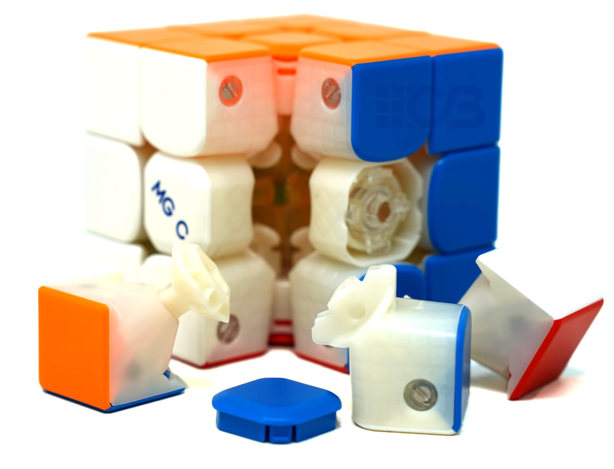 Cubo Mágico 3x3 YJ MGC Evo V2 Magnético — vista superior com logotipo YJ