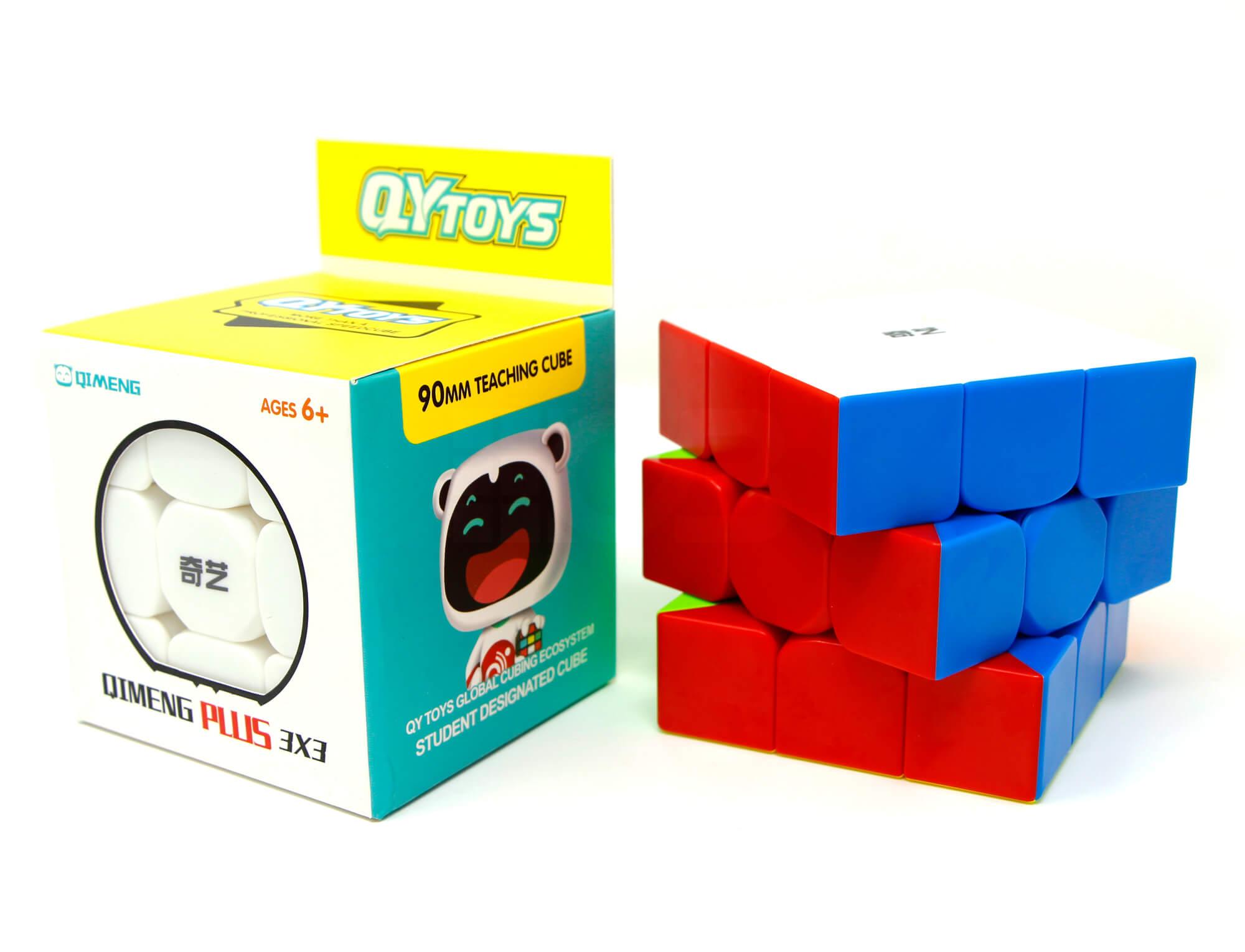 Vista lateral do Cubo Mágico QiMeng Plus QiYi mostrando as peças coloridas de 9 cm