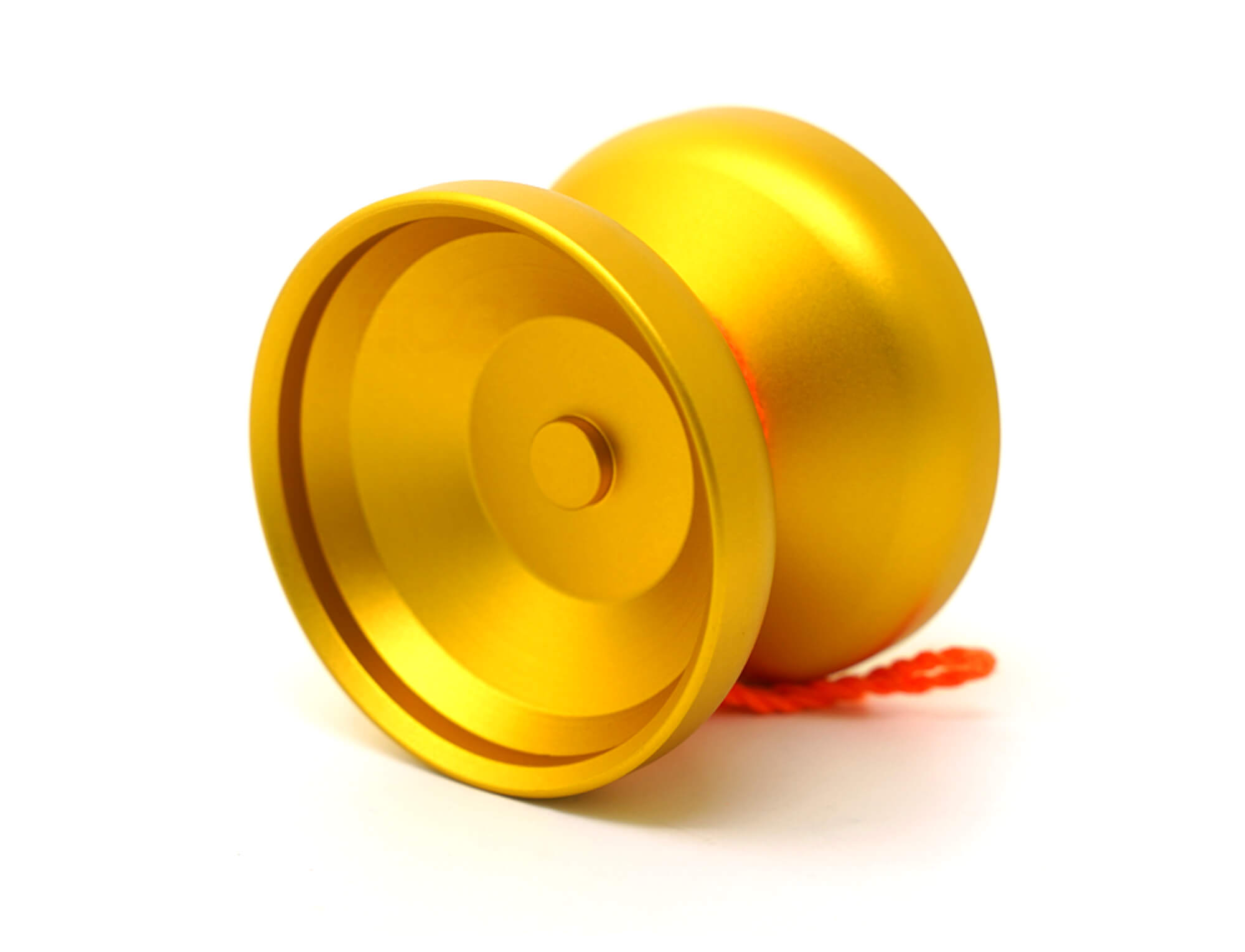 Ioiô P21 da Yoyo Formula com acabamento metálico dourado, vista frontal