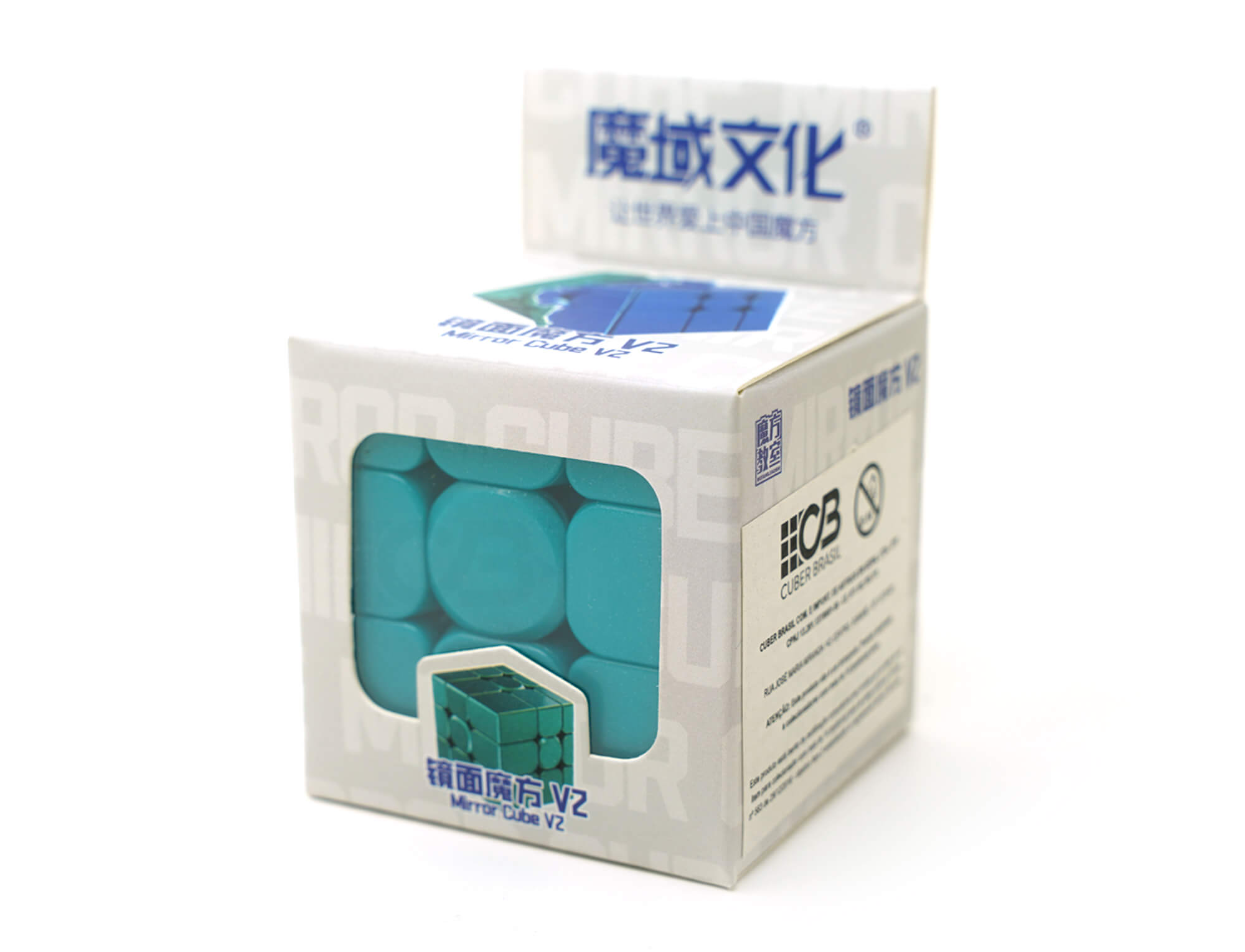 Mirror Blocks 3x3 MoYu V2 verde — comparação entre posição embaralhada e resolvida