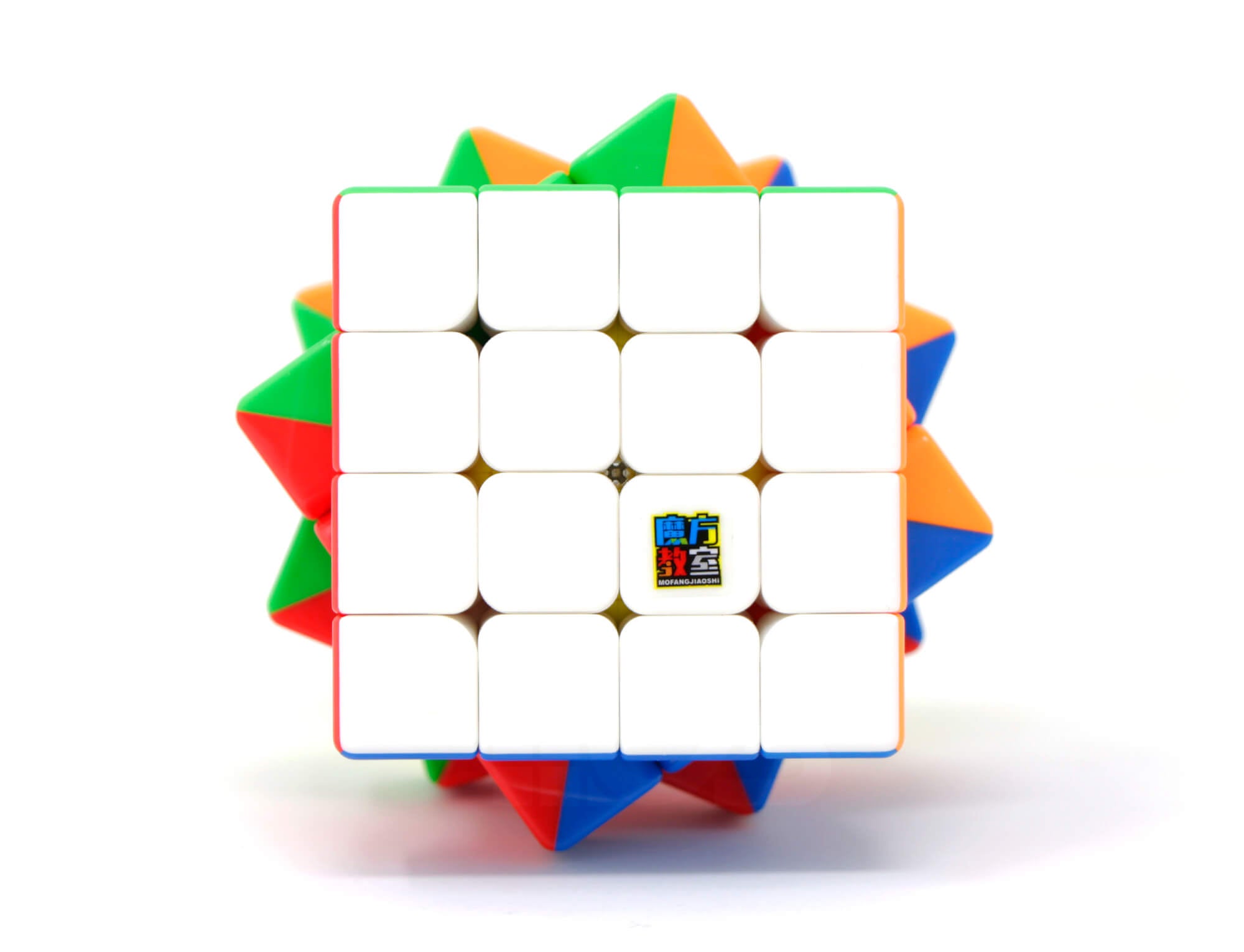 Cubo Mágico 4x4 MoYu RS4M Magnético Stickerless — vista frontal com faces coloridas