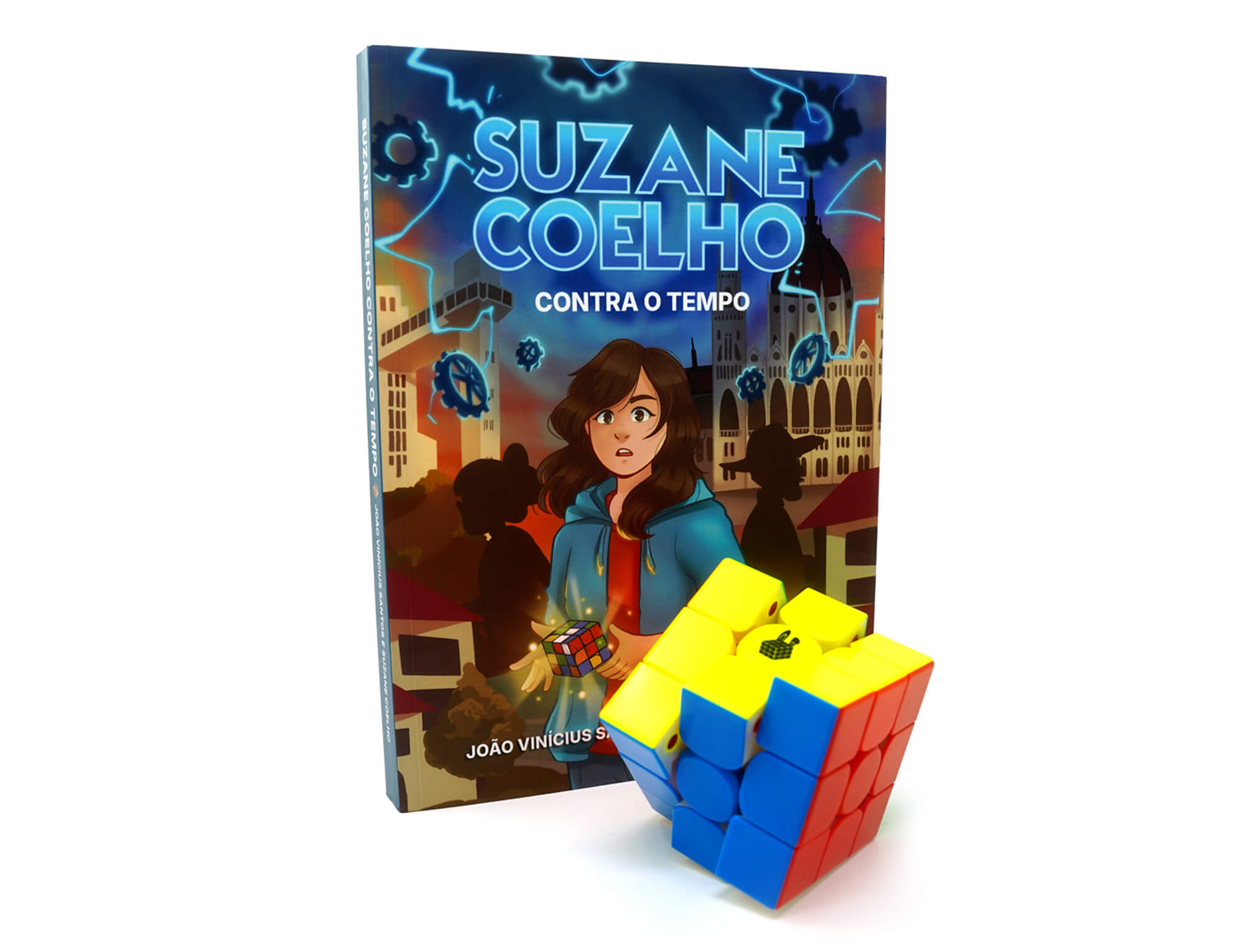 Kit SC Ultra: Cubo Mágico 3x3 X-Man Tornado V4 com logo SC e livro Suzane Coelho Contra o Tempo