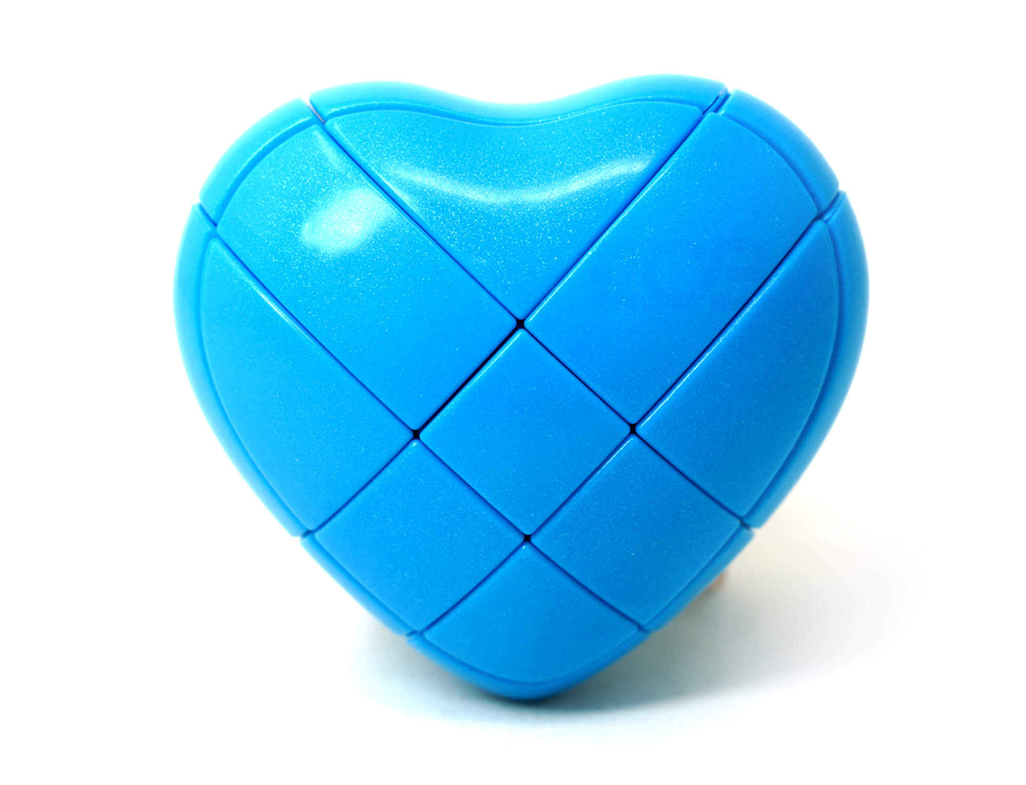 Cubo mágico Coração 3x3 azul YJ em vista frontal mostrando o formato de coração