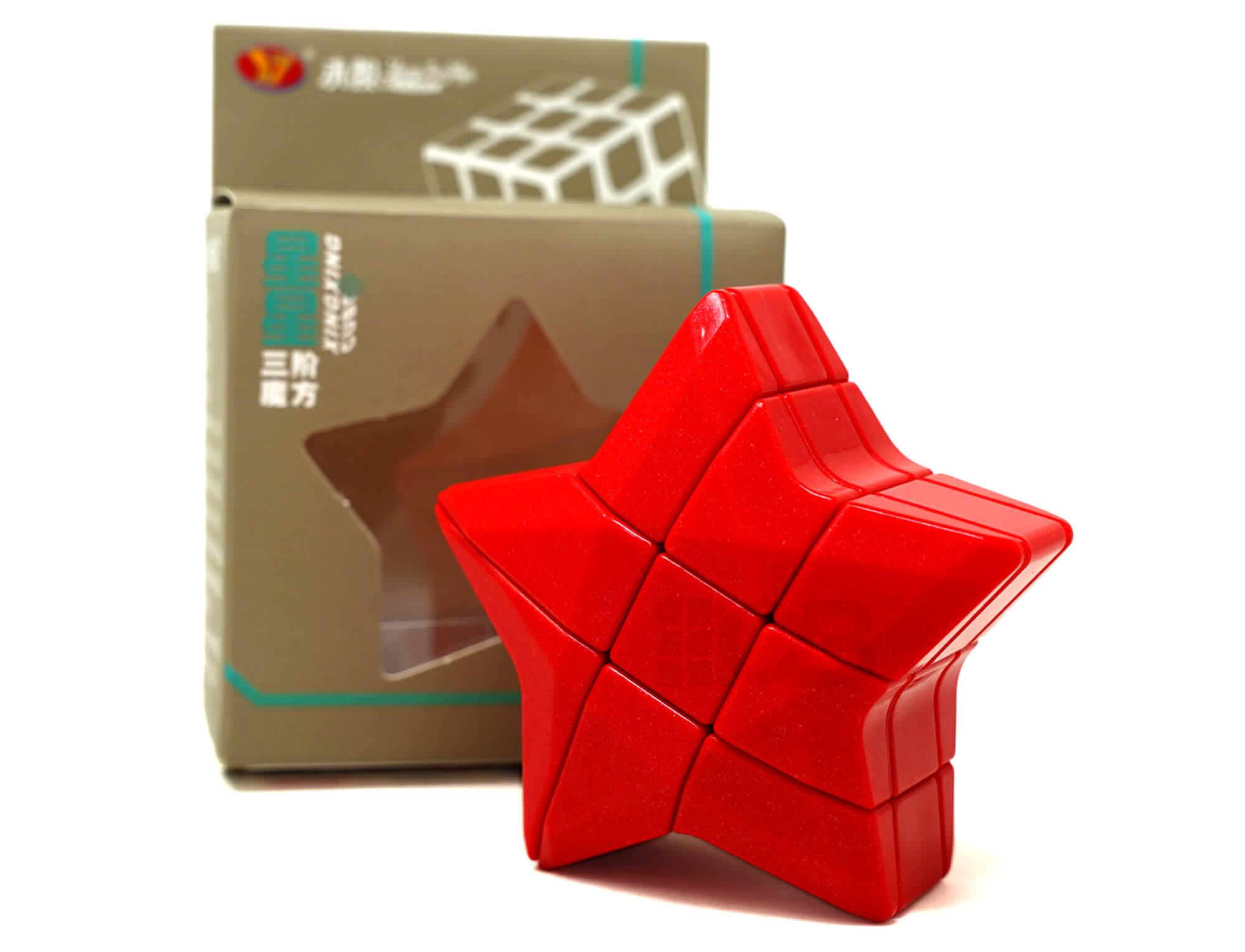 Cubo Mágico Estrela 3x3 YJ vermelho — detalhe das peças e acabamento colorido