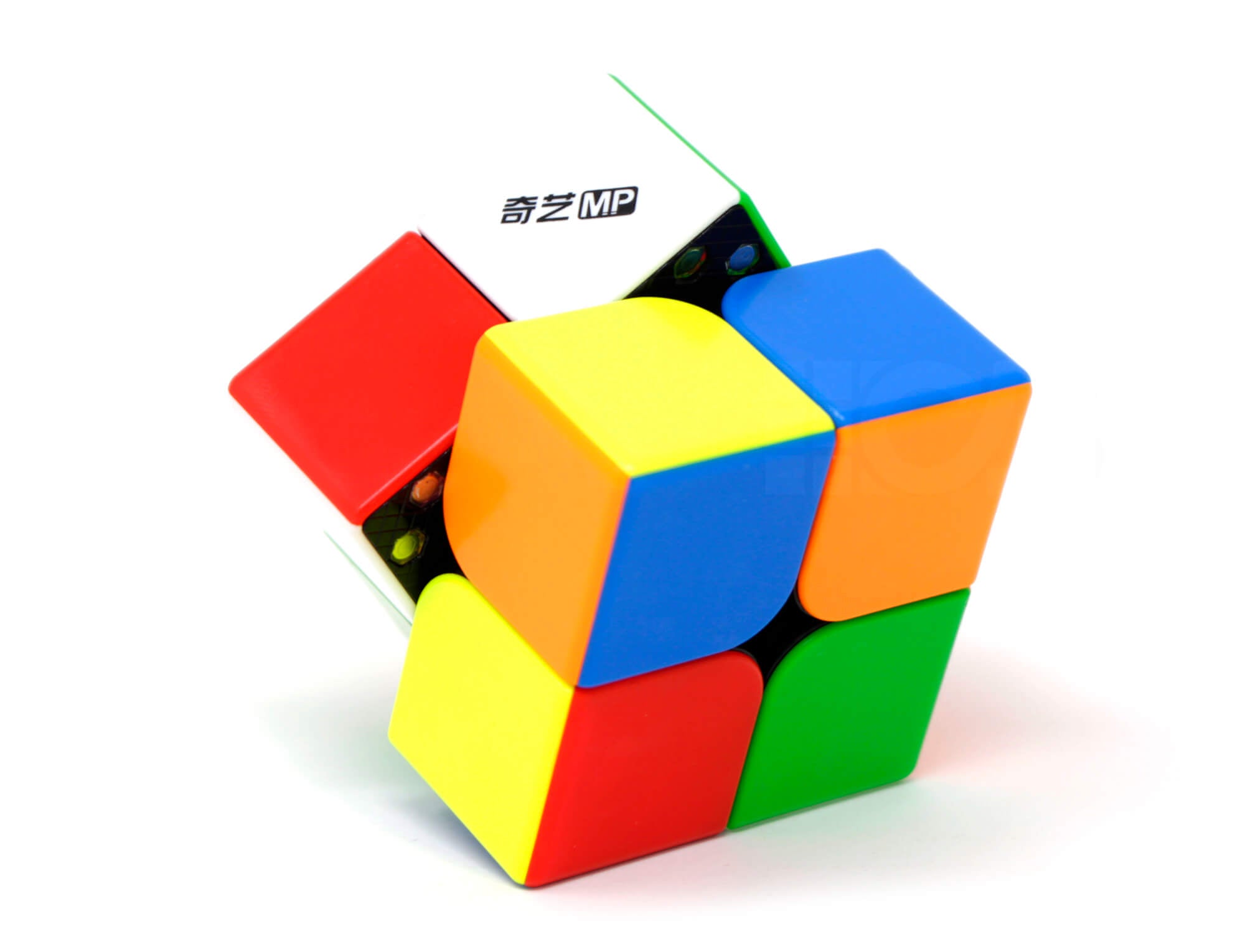 QiYi MP 2x2 Magnético Stickerless — vista traseira exibindo as seis faces coloridas