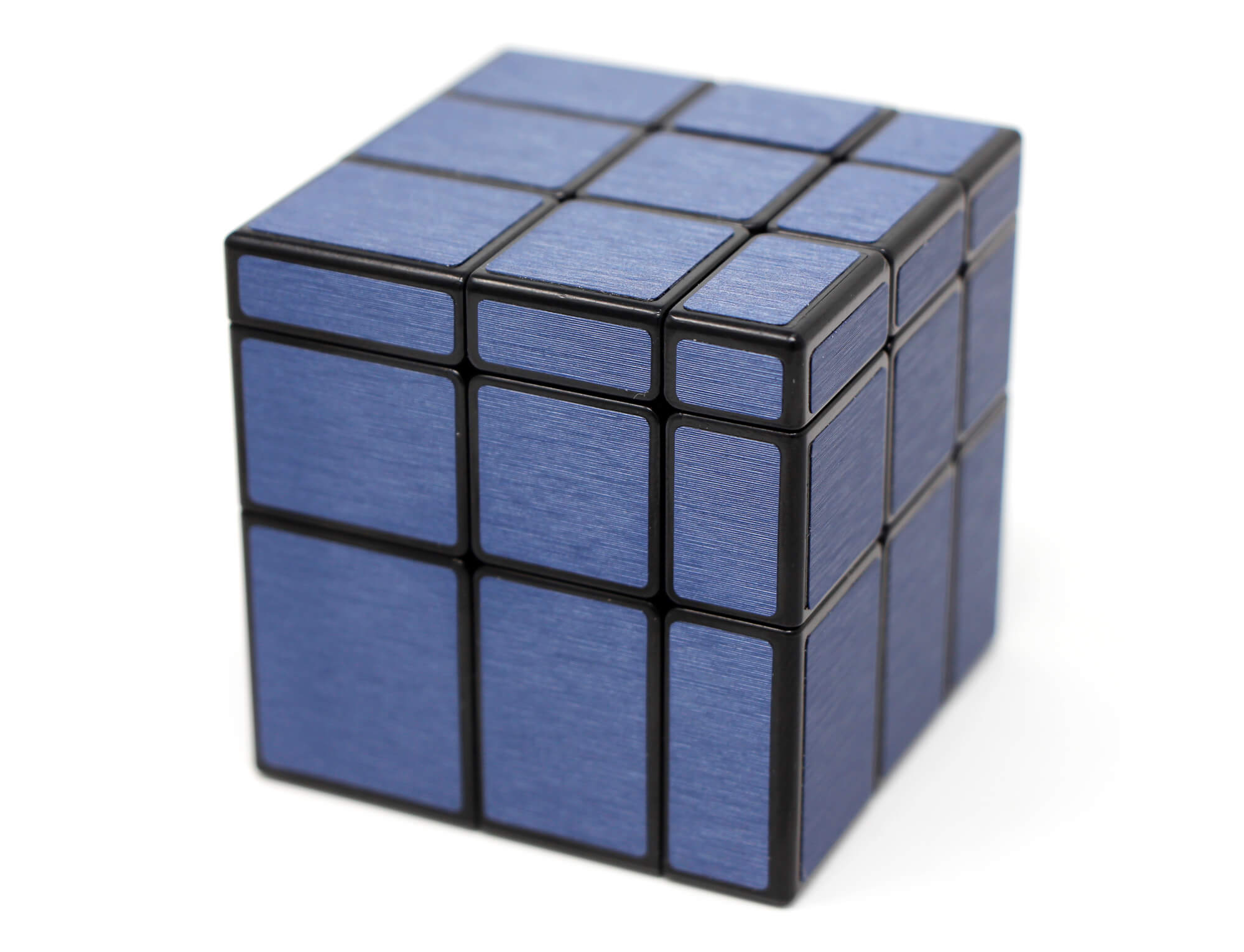 Mirror Blocks 3x3 QiYi azul escuro em formato embaralhado, mostrando as peças de alturas diferentes