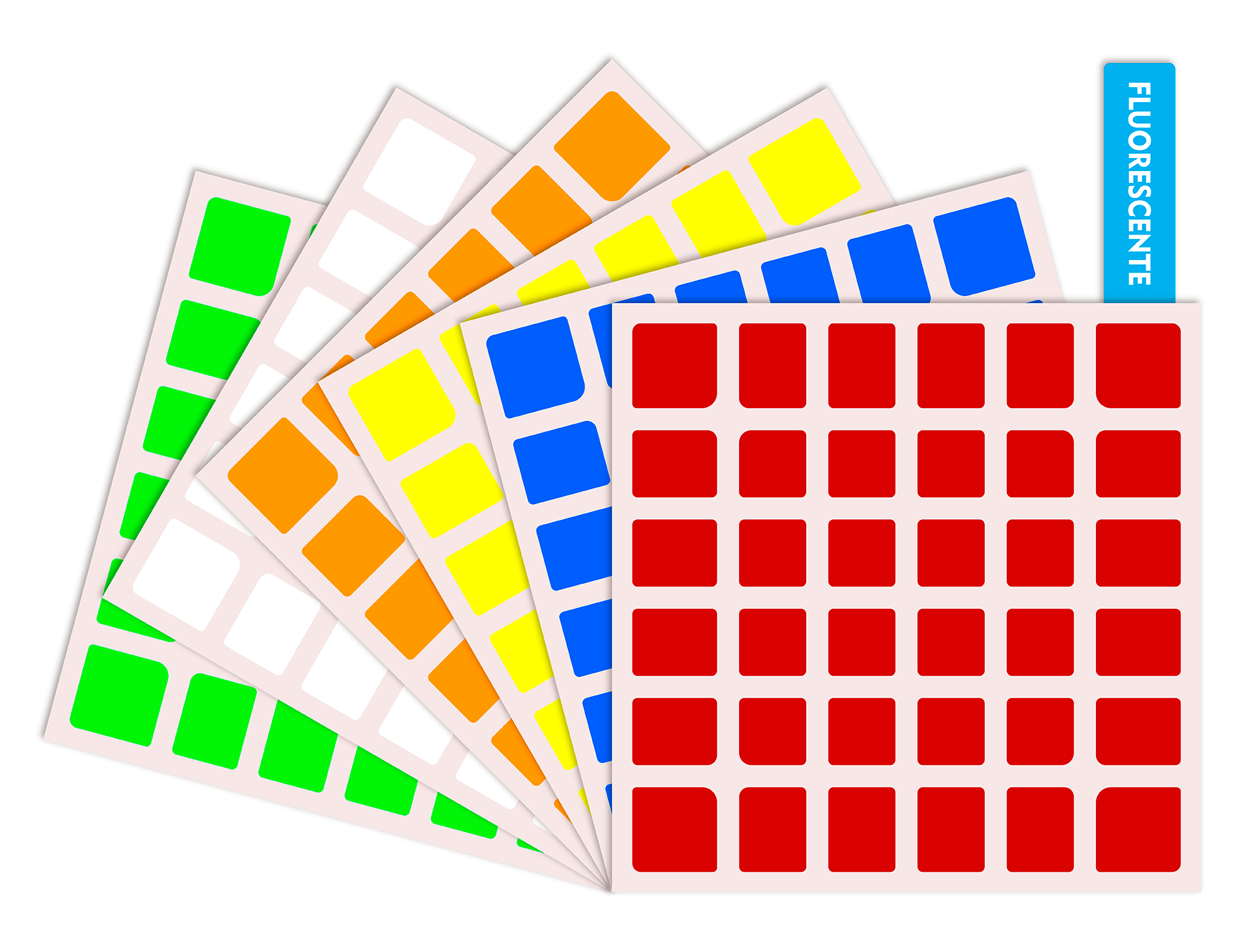 Adesivos coloridos do kit 6x6 68 mm organizados por cor