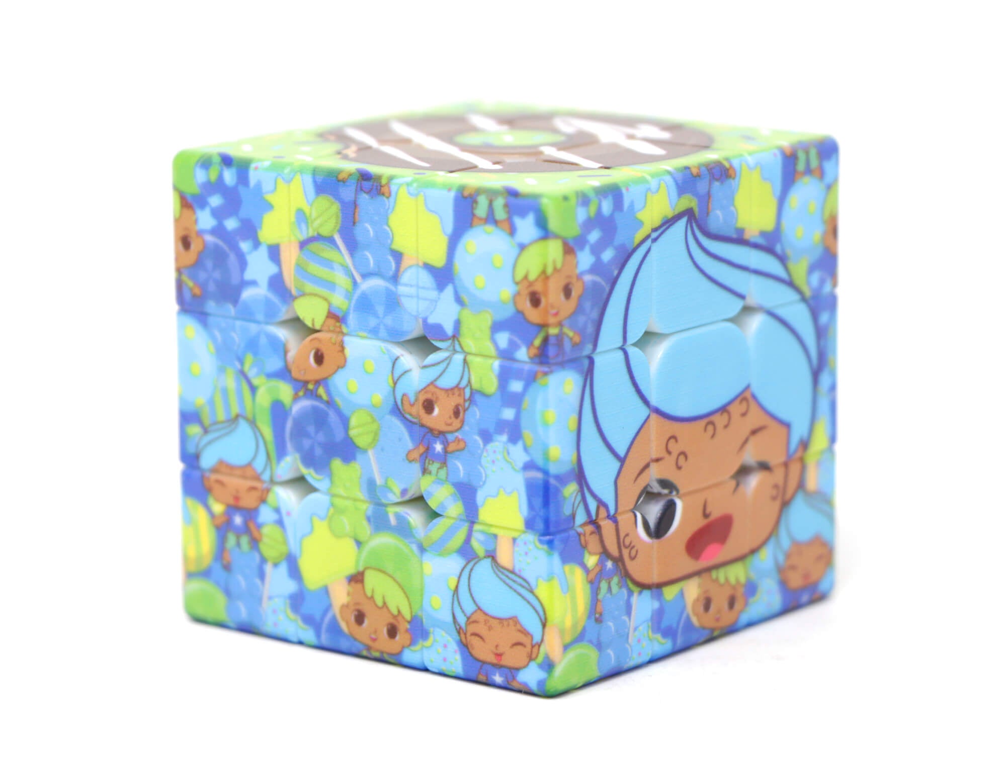 Cubo Mágico Os Chocolix aberto mostrando mecanismo interno e peças coloridas