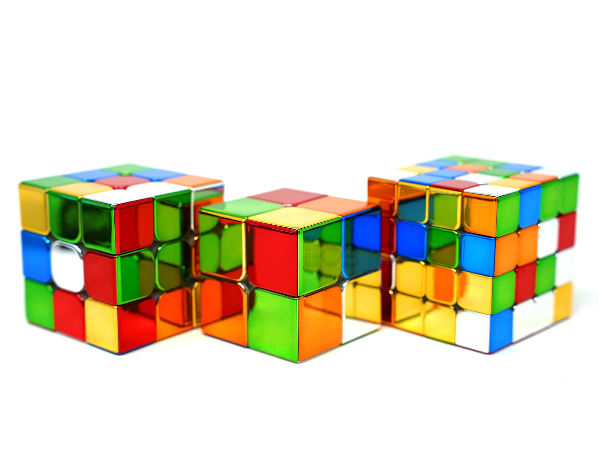 Kit Cubo Mágico 2x2 + 3x3 + 4x4 Metálicos Magnéticos Cyclone Boys
