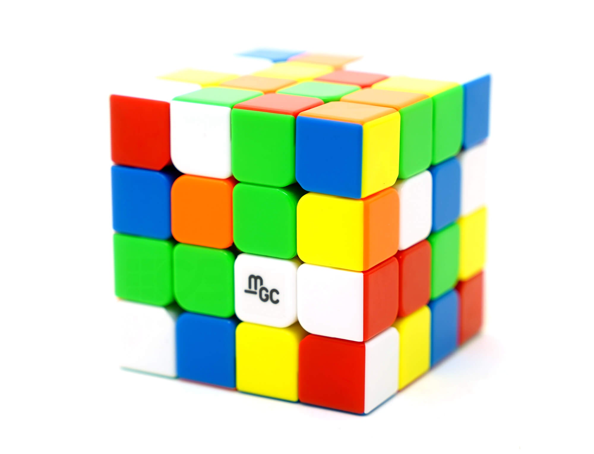 Cubo Mágico 4x4 YJ MGC Magnético stickerless — vista frontal com as seis faces coloridas