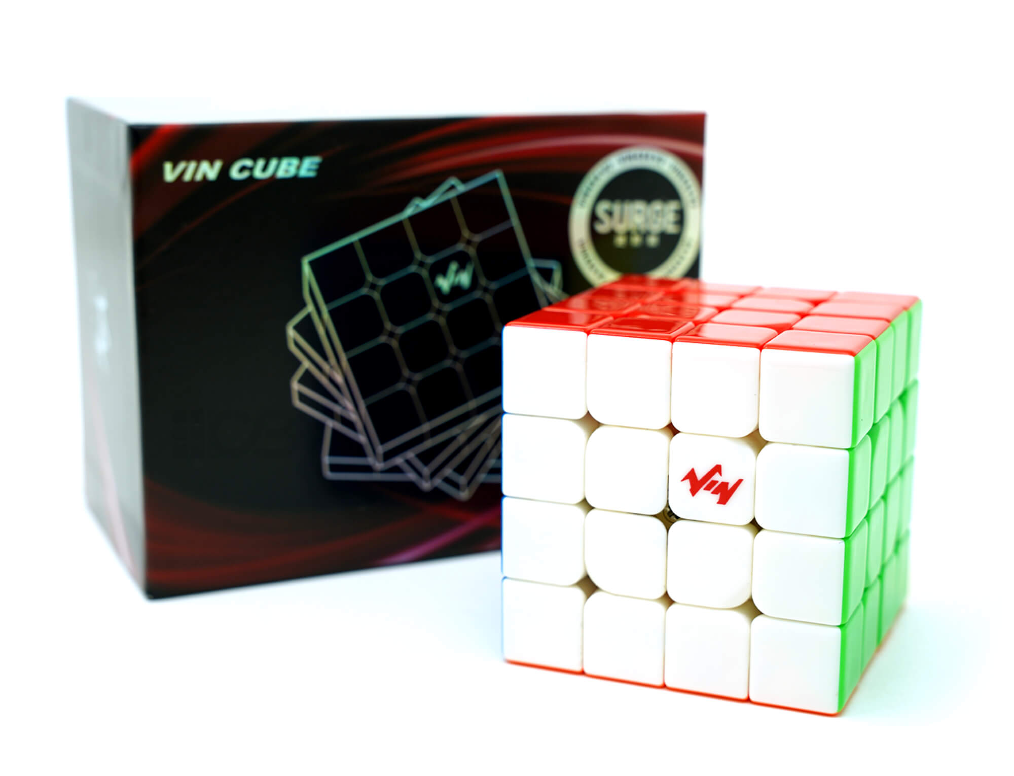 Cubo Mágico 4x4 Surge V2 Vin Cube visto de cima com detalhe das camadas e peças