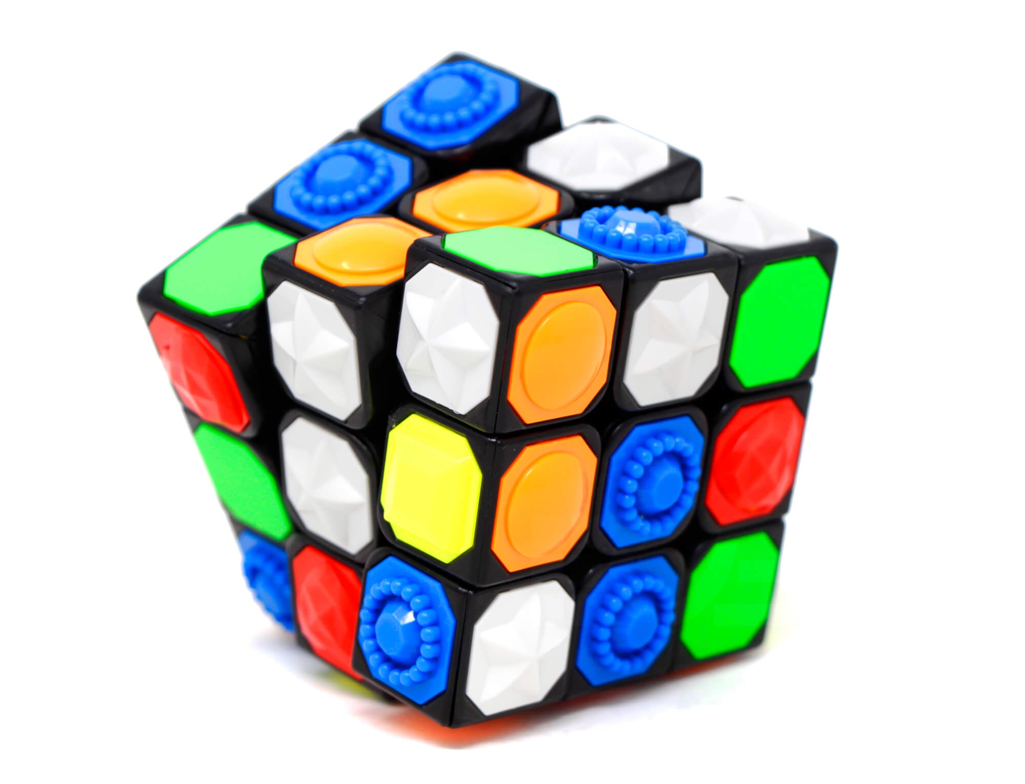 Cubo Mágico 3x3 Braille YJ em preto com texturas em relevo em cada face