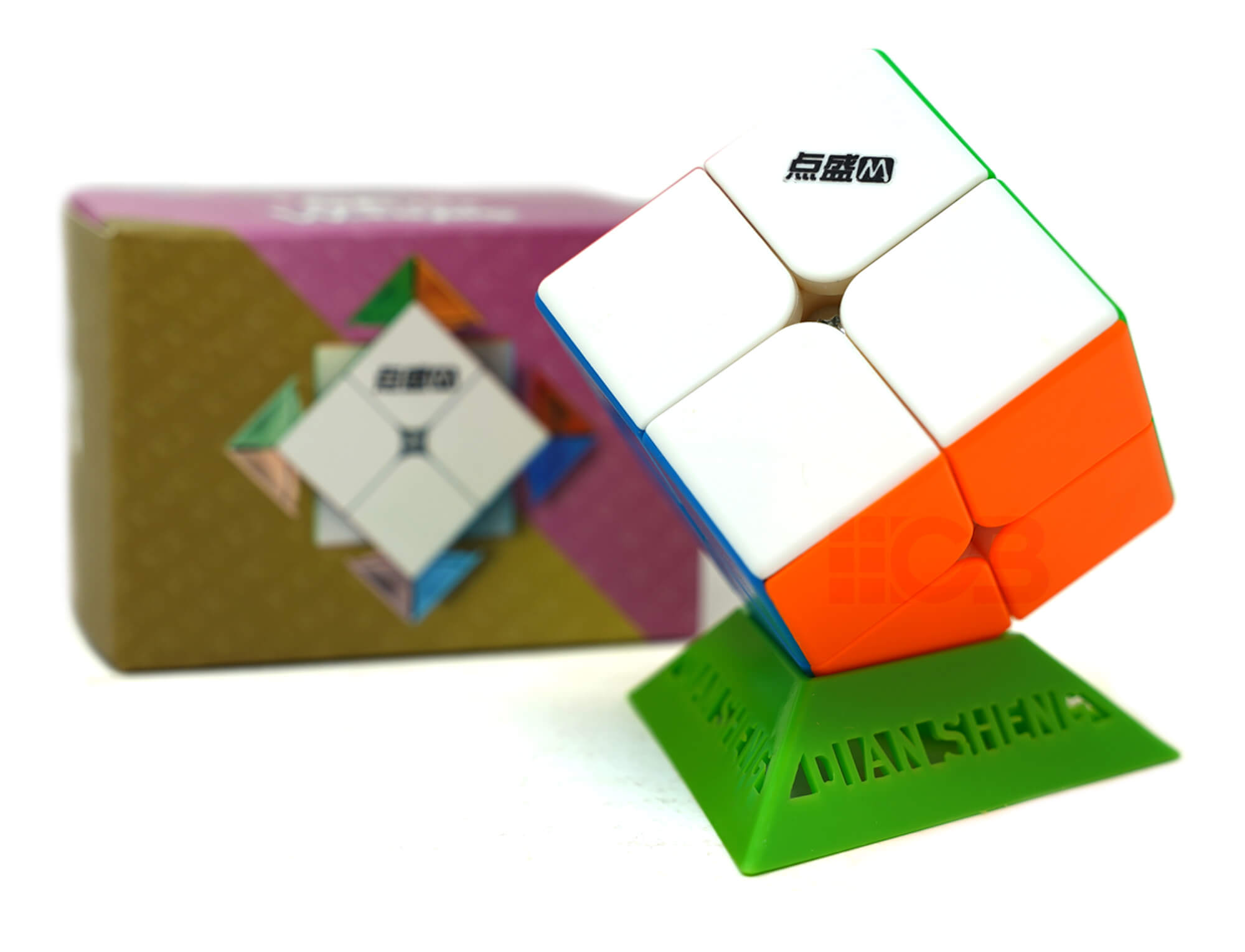 Cubo Mágico 2x2 Diansheng Solar System 2M — detalhe das peças stickerless coloridas