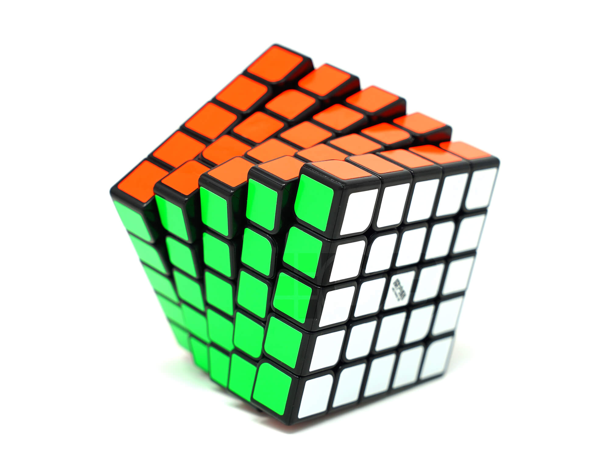 Cubo Mágico 5x5 QiYi Wu Shuang stickerless — vista frontal com as seis faces coloridas