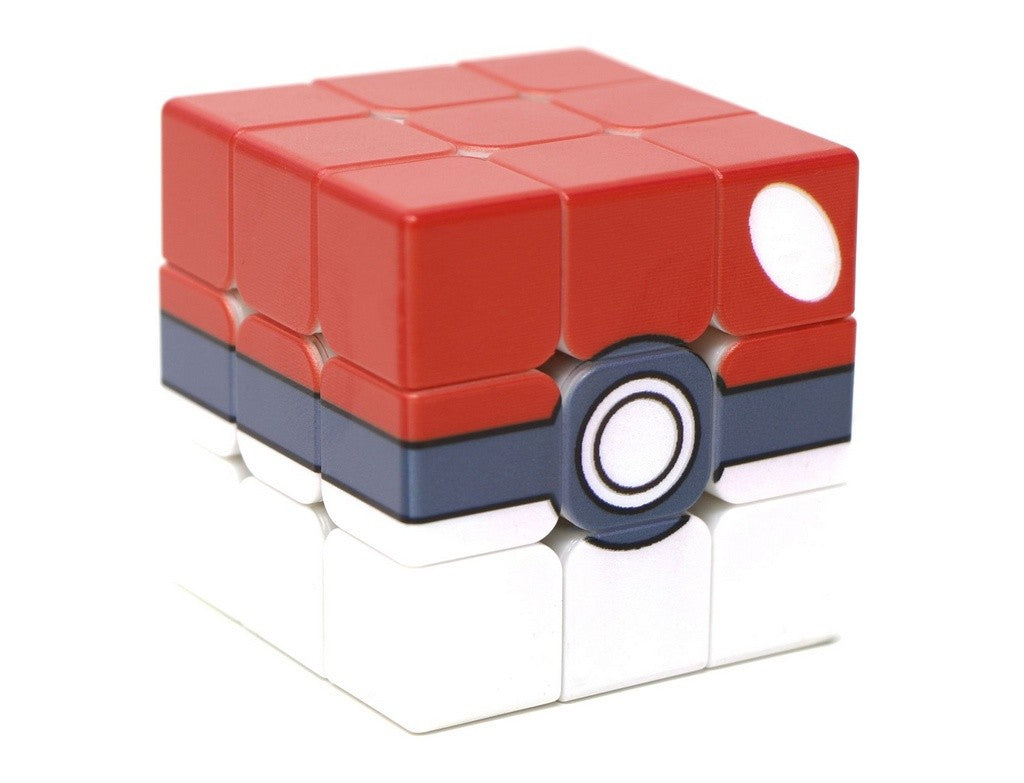 Cubo Mágico 3x3 Personalizado Pokeball Vinci Cube sobre fundo neutro, embalagem ao lado