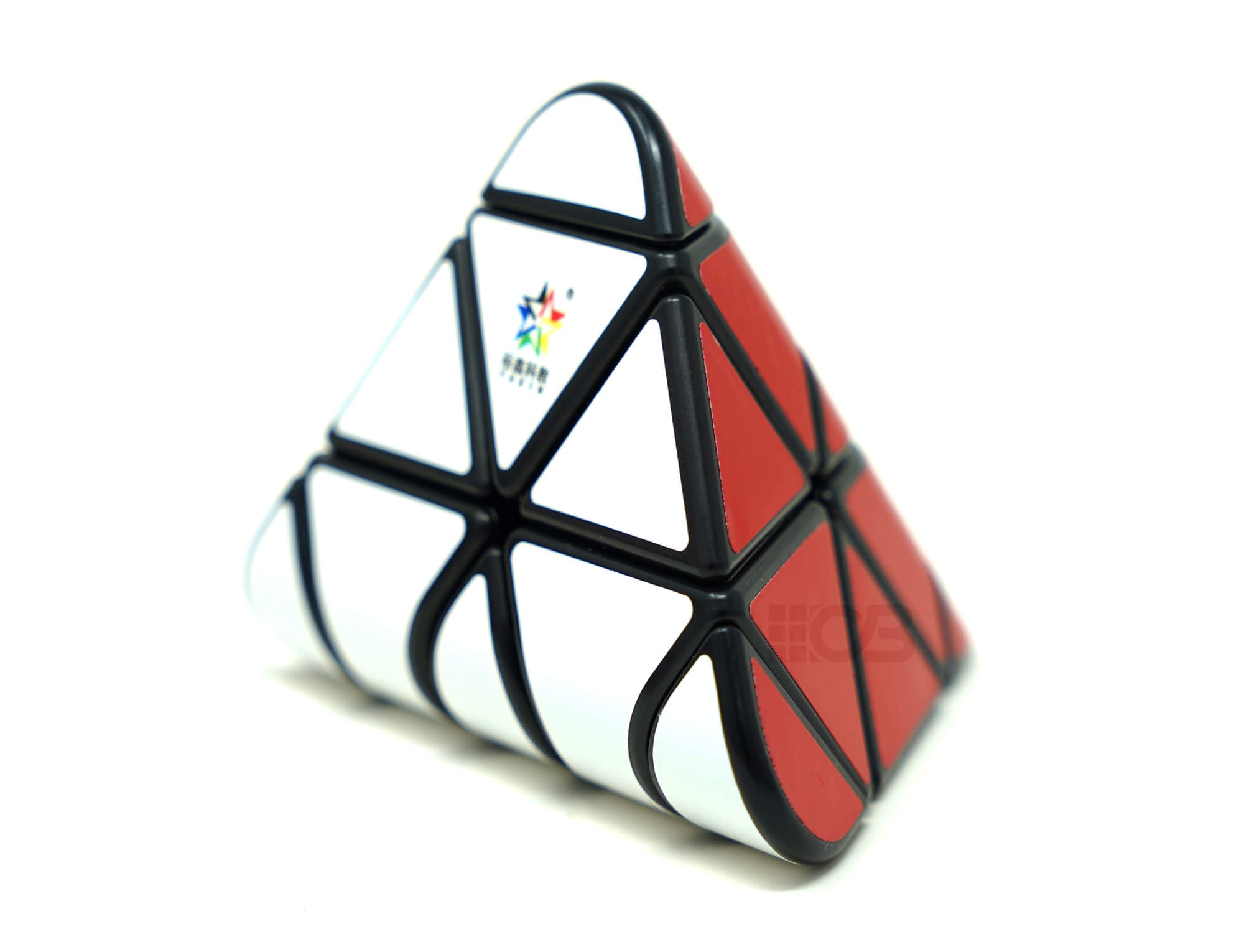 Pyraminx Arredondado YuXin em duas cores com bordas suavizadas, vista frontal