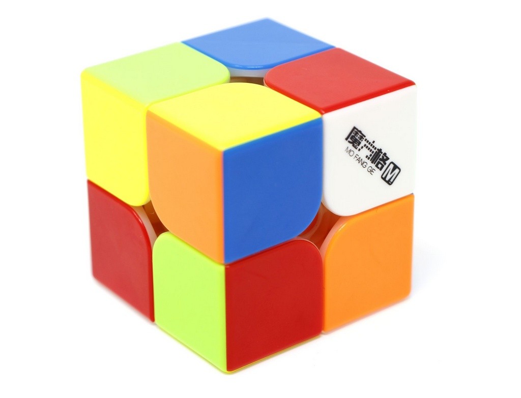 Cubo Mágico 2x2 QiYi Wuxia Magnético Stickerless — vista frontal com peças coloridas