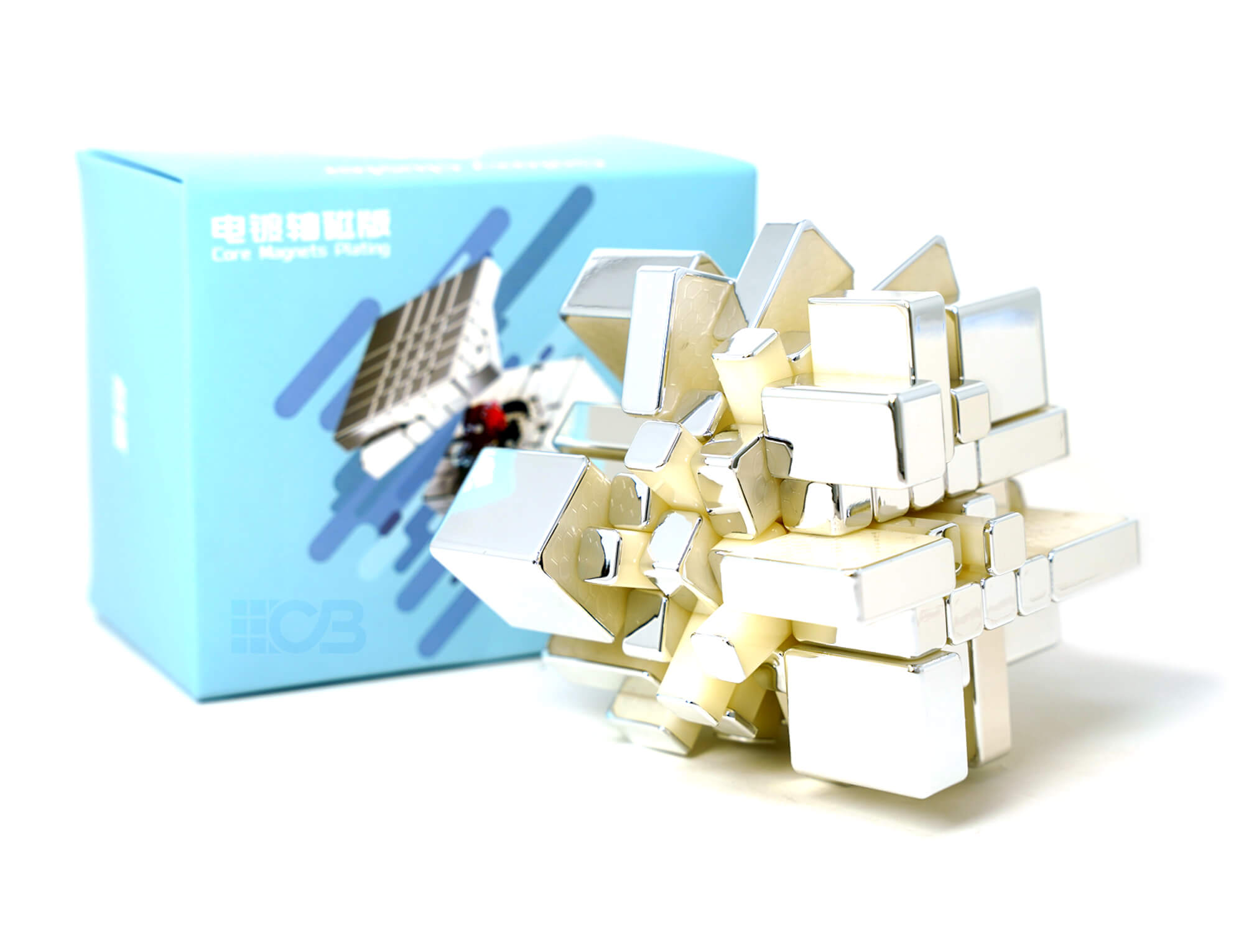 Mirror Blocks 5x5 Diansheng Galaxy Cluster — comparativo de tamanho com cubo 3x3 padrão ao lado