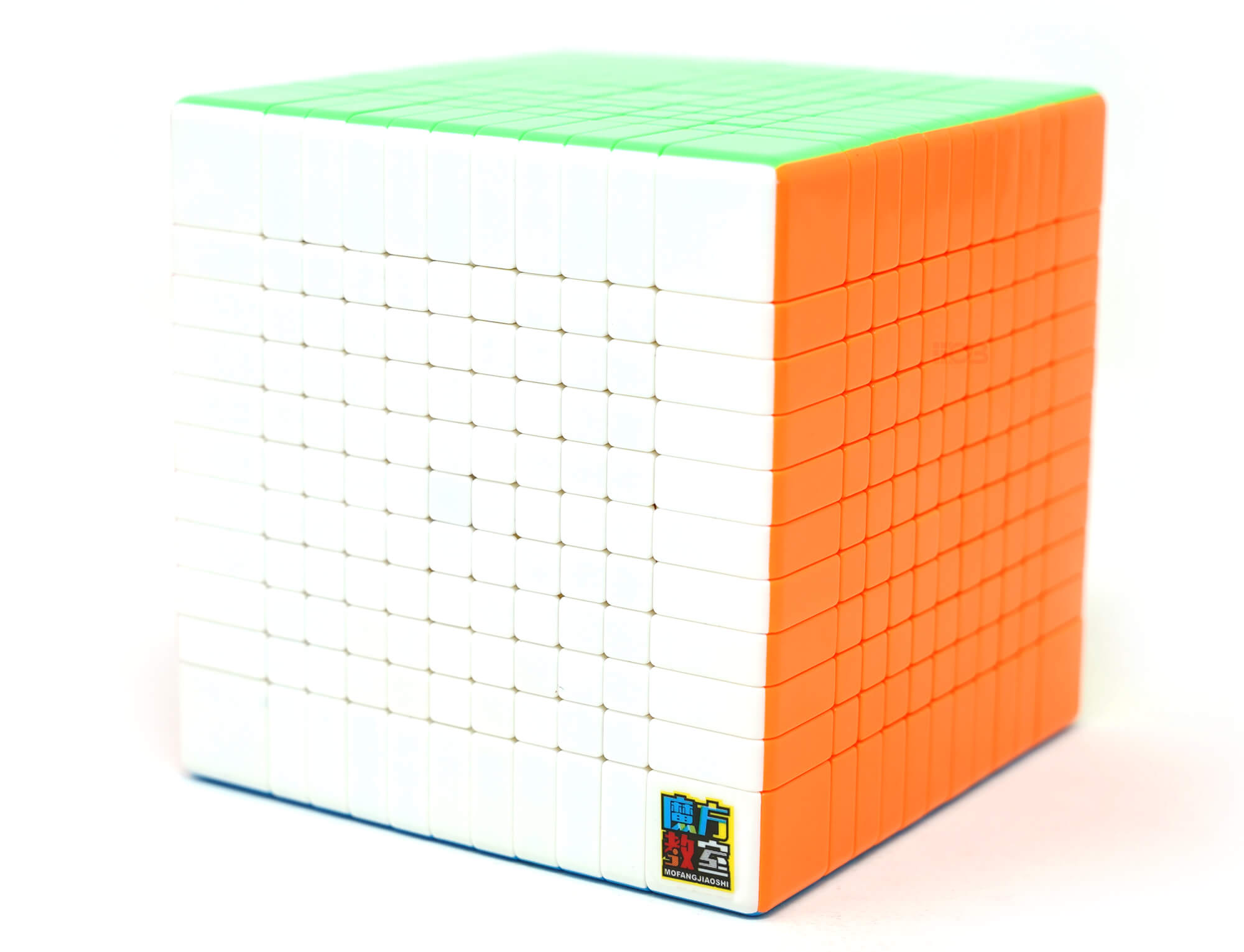 Detalhe das peças coloridas stickerless do Cubo Mágico 11x11 MoYu Meilong