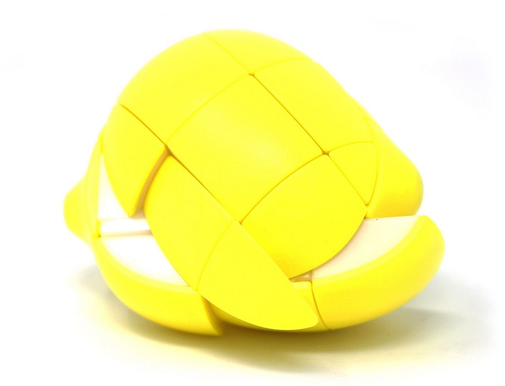 Shape mod Limão Fanxin 3x3 em ângulo lateral mostrando as peças coloridas e o formato de fruta