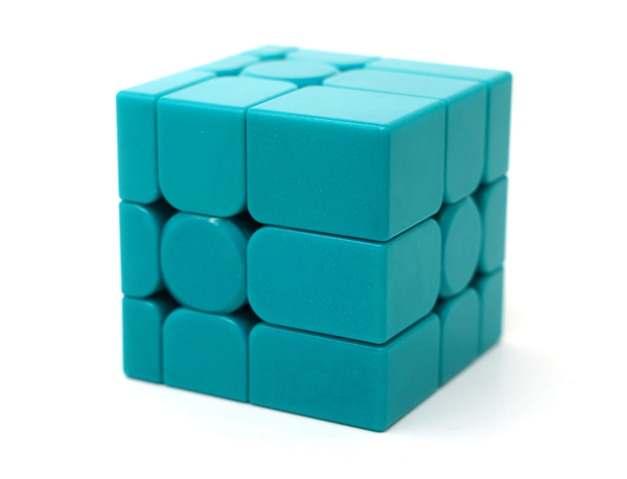 Mirror Blocks 3x3 MoYu V2 verde — cubo em estado resolvido com formato cúbico perfeito