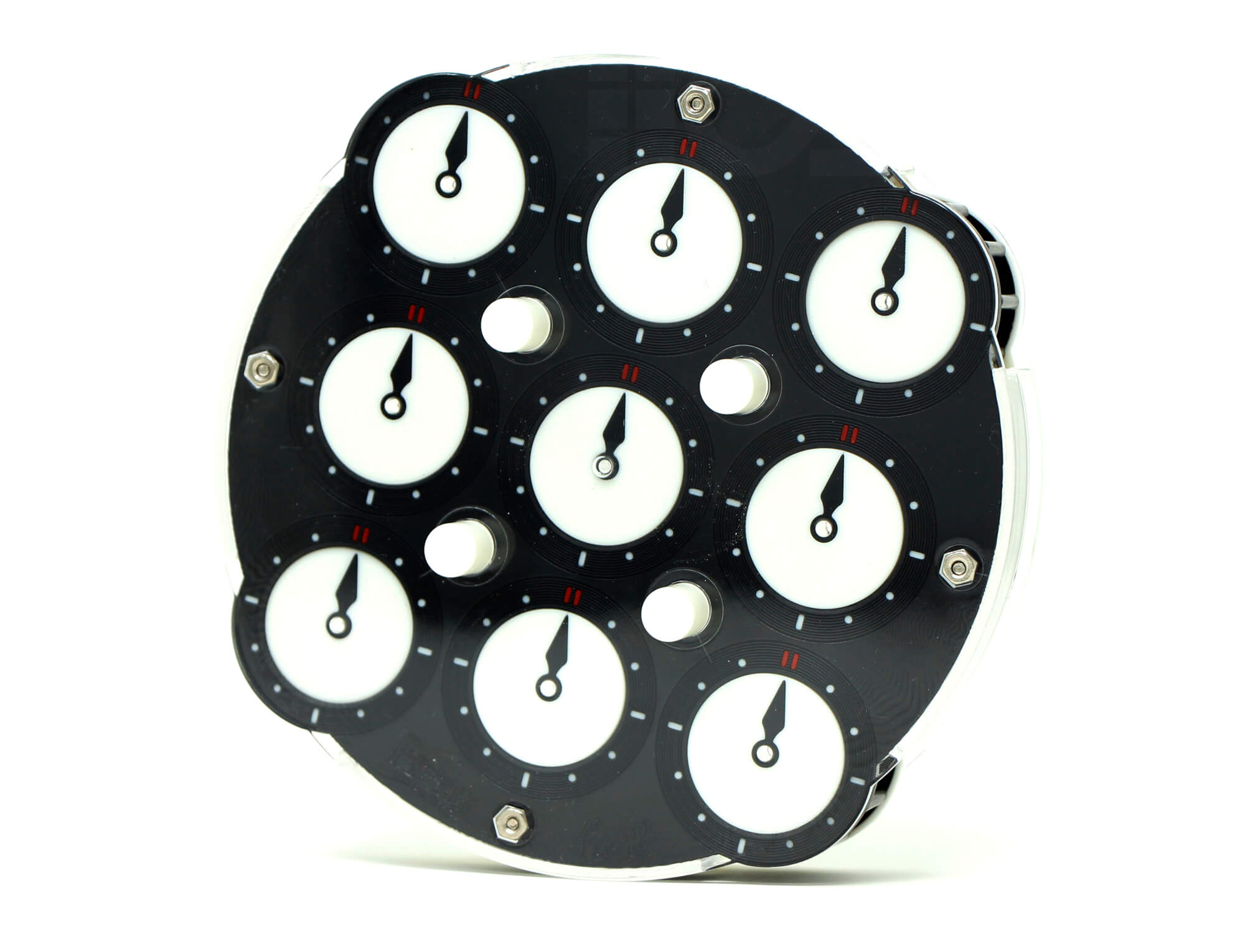 Clock Magnético QiYi — vista frontal mostrando os nove relógios da face principal