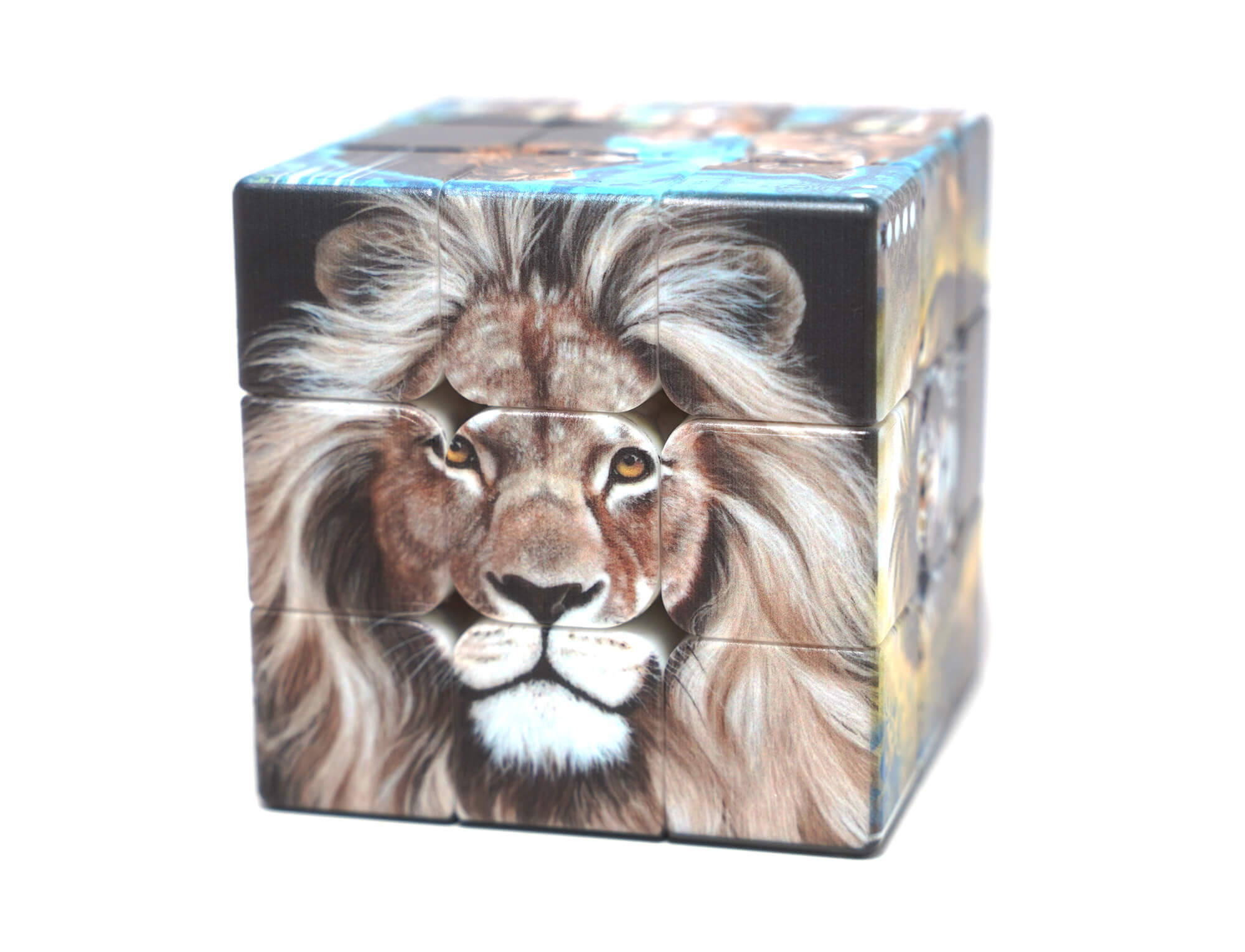 Cubo Mágico 3x3 collab Leões — arte completa visível nas seis faces