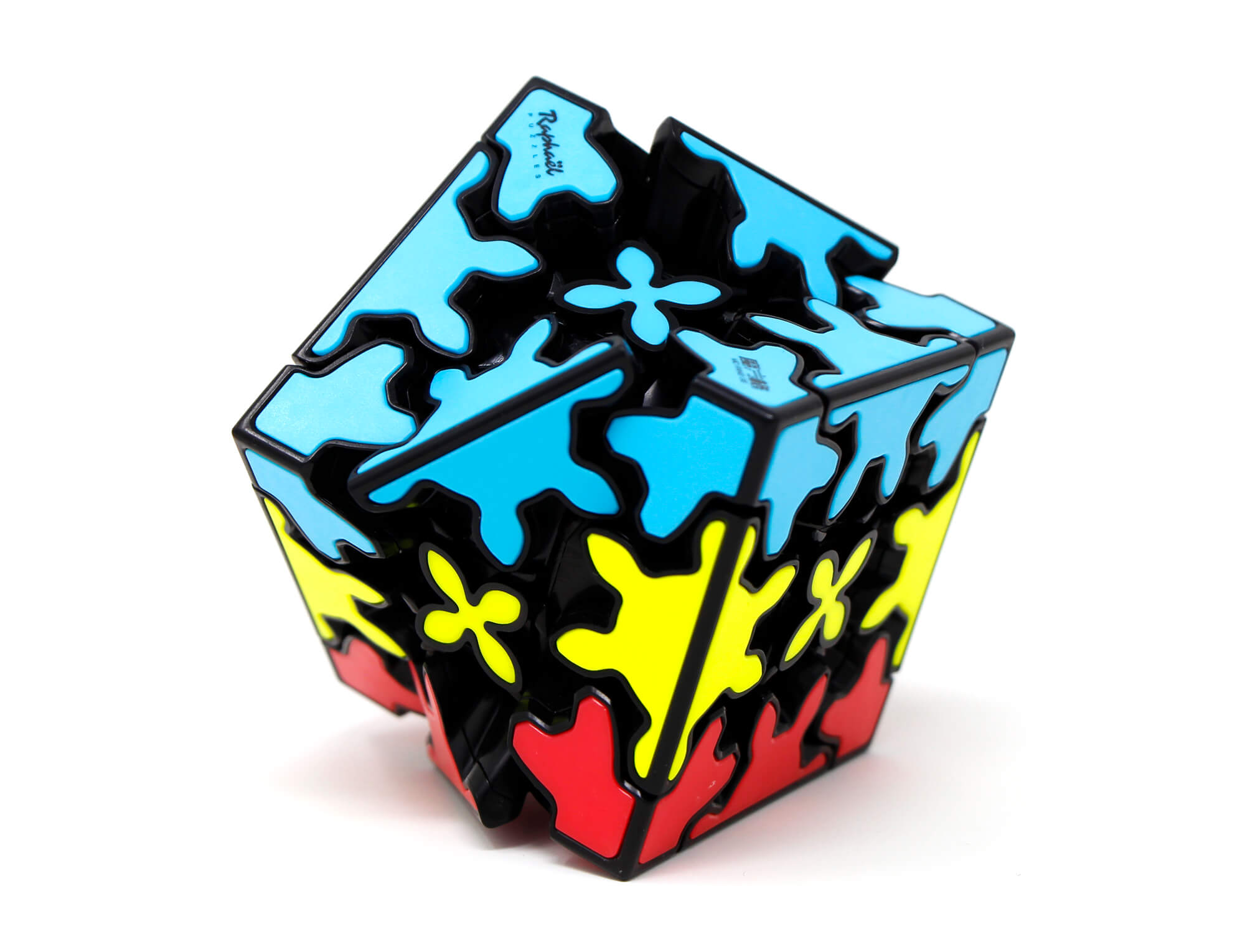 Gear Cube Kids QiYi stickerless com engrenagens visíveis, vista frontal