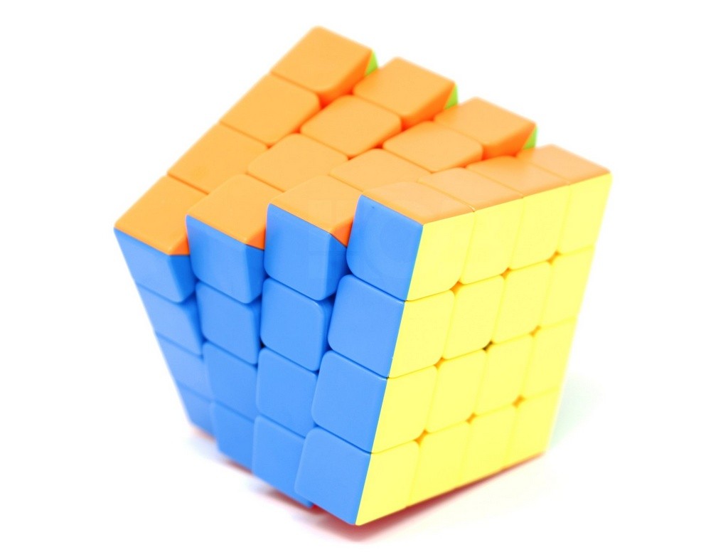 Cubo Mágico 4x4 MoYu Meilong Stickerless — detalhe das peças e mecanismo de giro