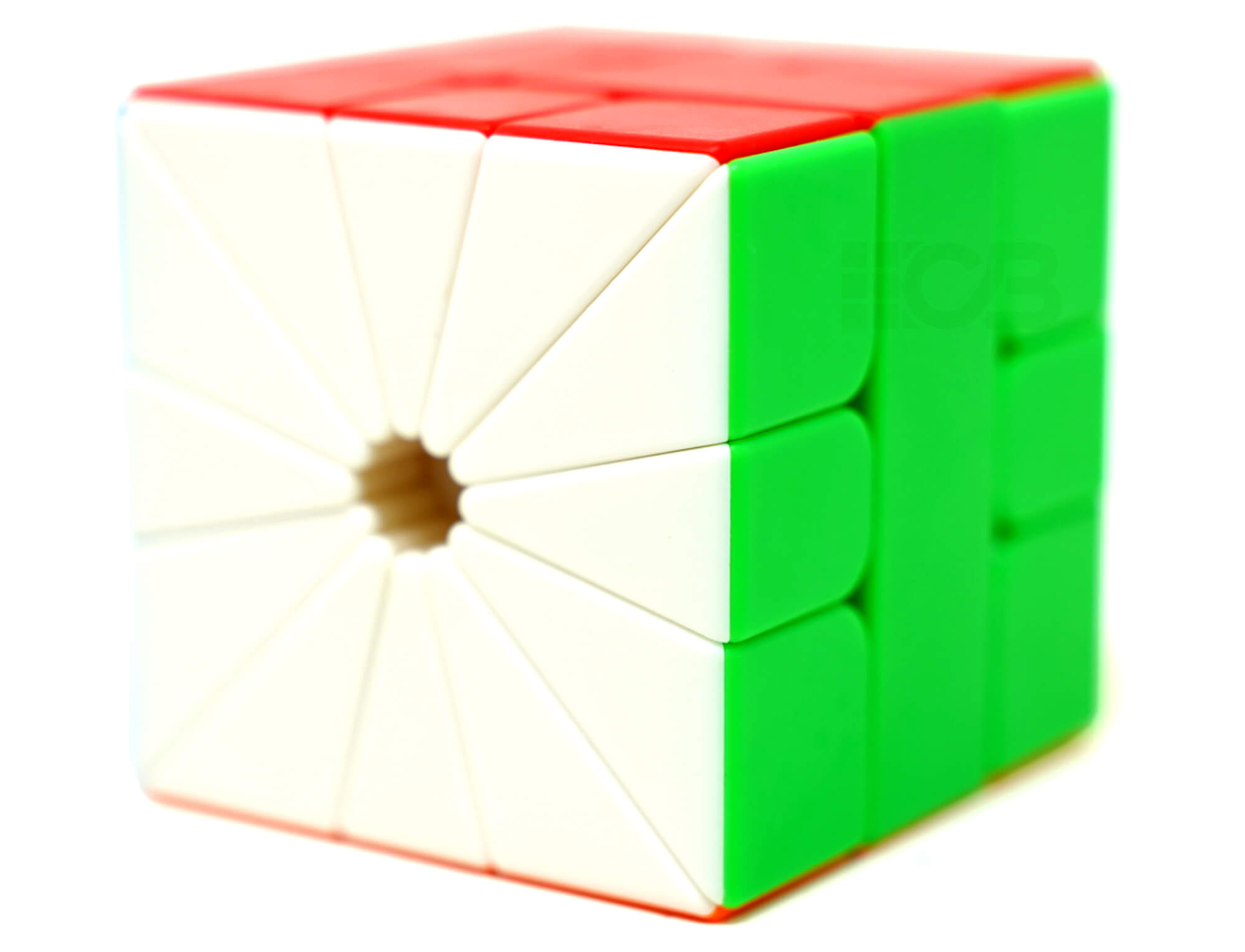 Square-2 Magnético SengSo stickerless em visão frontal mostrando o formato assimétrico das camadas