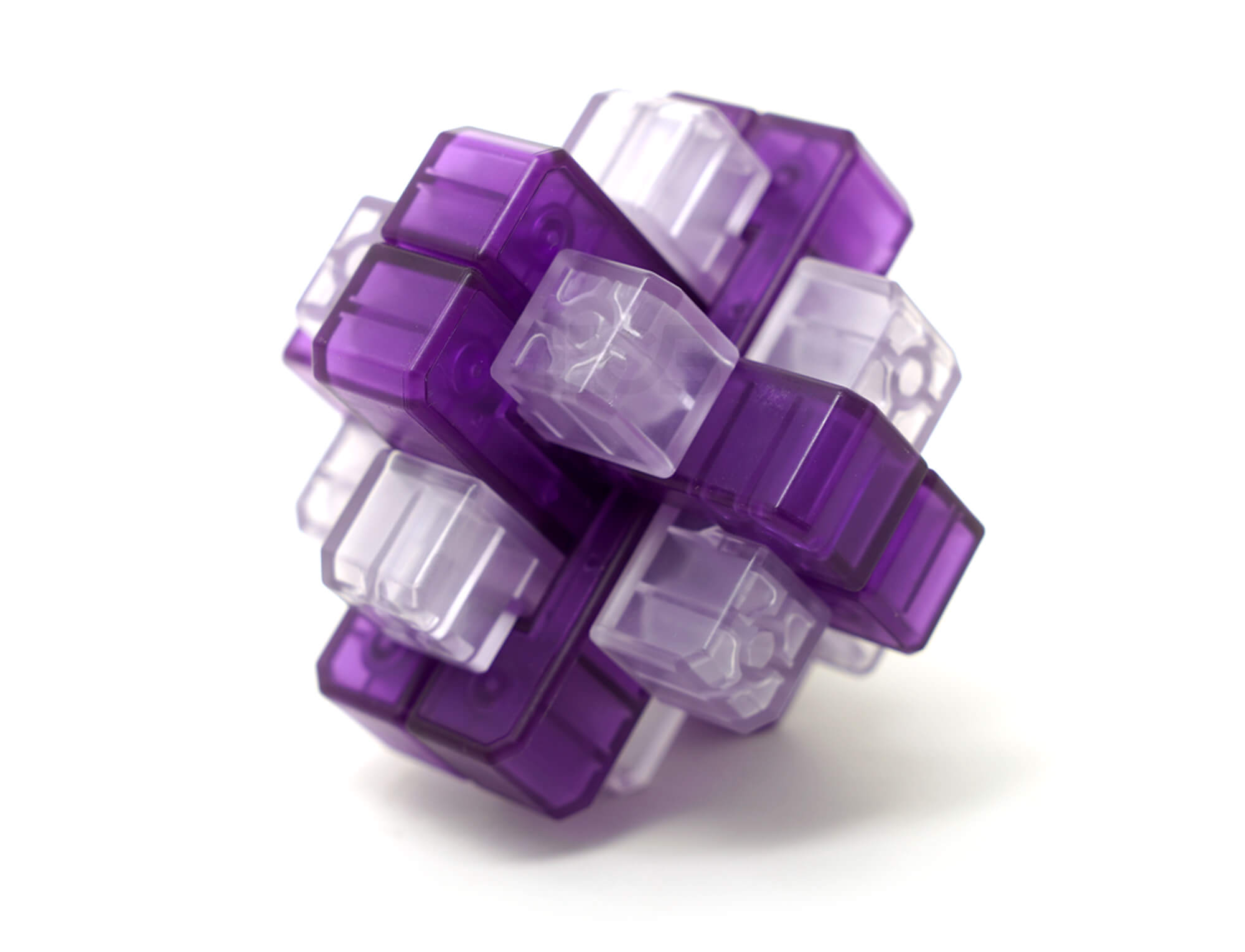 Detalhe do mecanismo interno do Kong Ming Sealed Lock roxo em plástico ABS