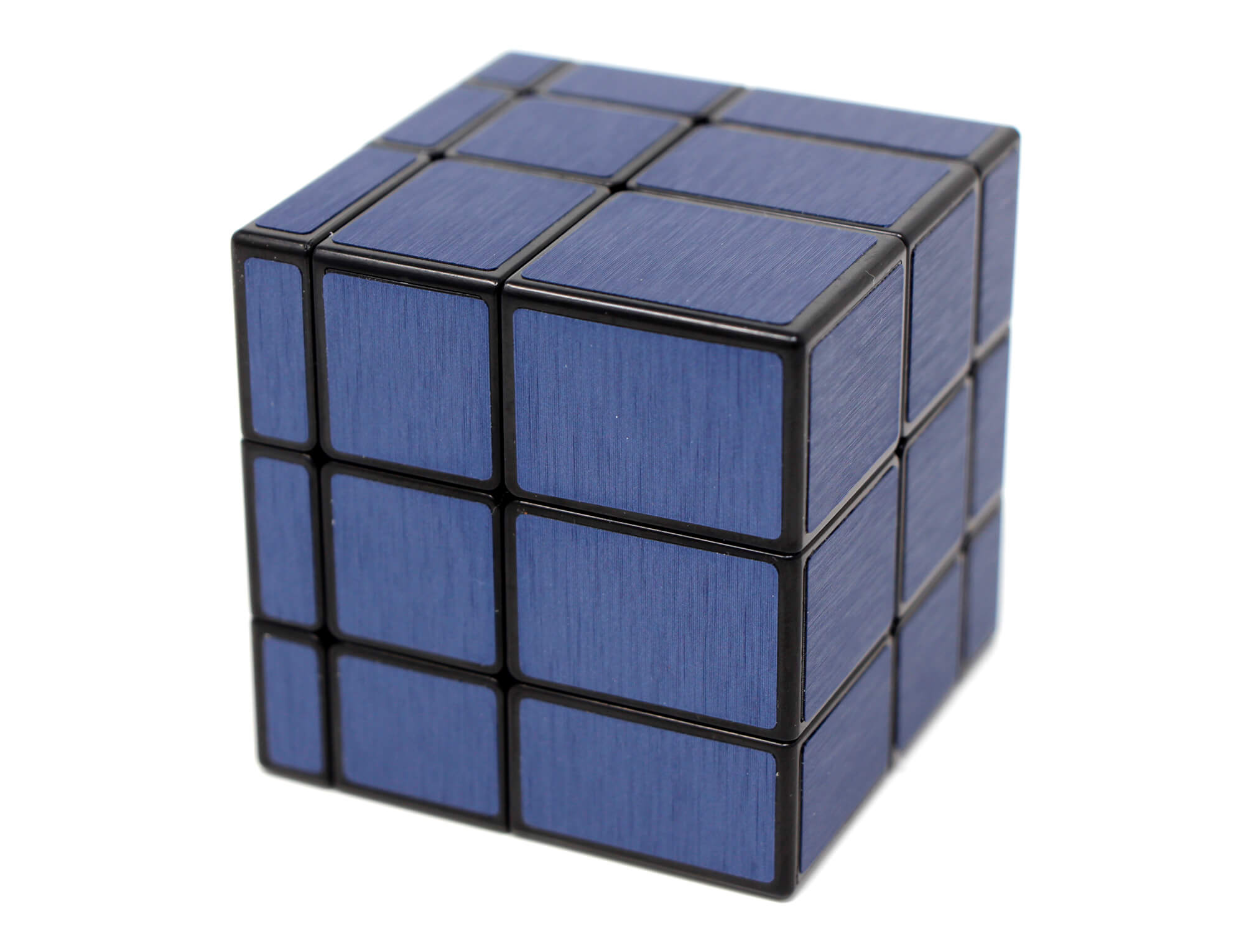 Mirror Blocks 3x3 QiYi azul escuro em formato resolvido, cubo simétrico e uniforme