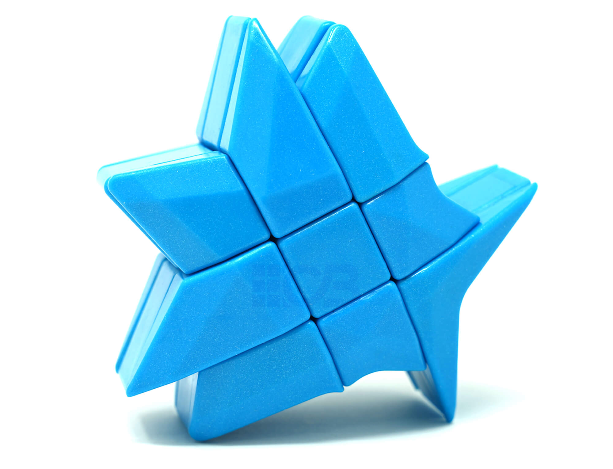 Estrela 3x3 YJ azul em perspectiva — visualização das faces e geometria do puzzle